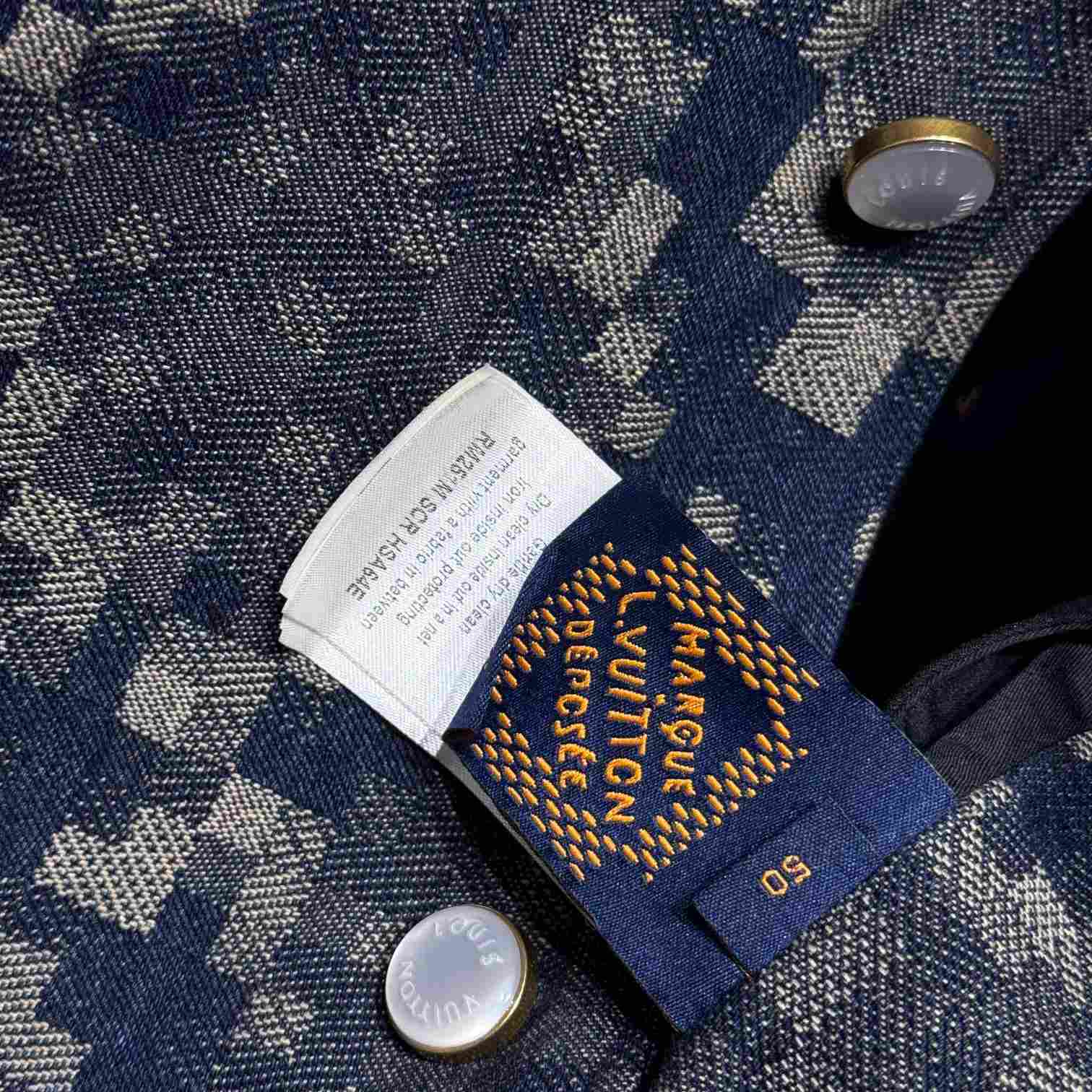Louis Vuitton Graphic Collarless Denim Jacket   - PerfectKickZ