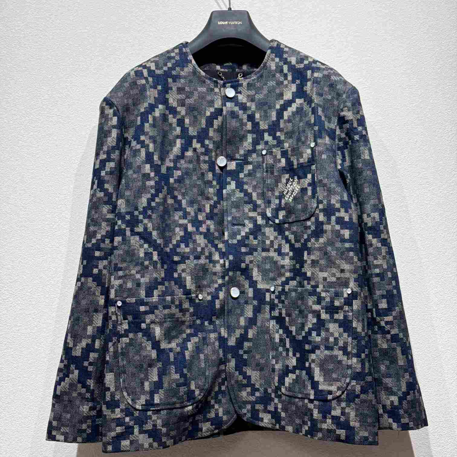 Louis Vuitton Graphic Collarless Denim Jacket   - PerfectKickZ