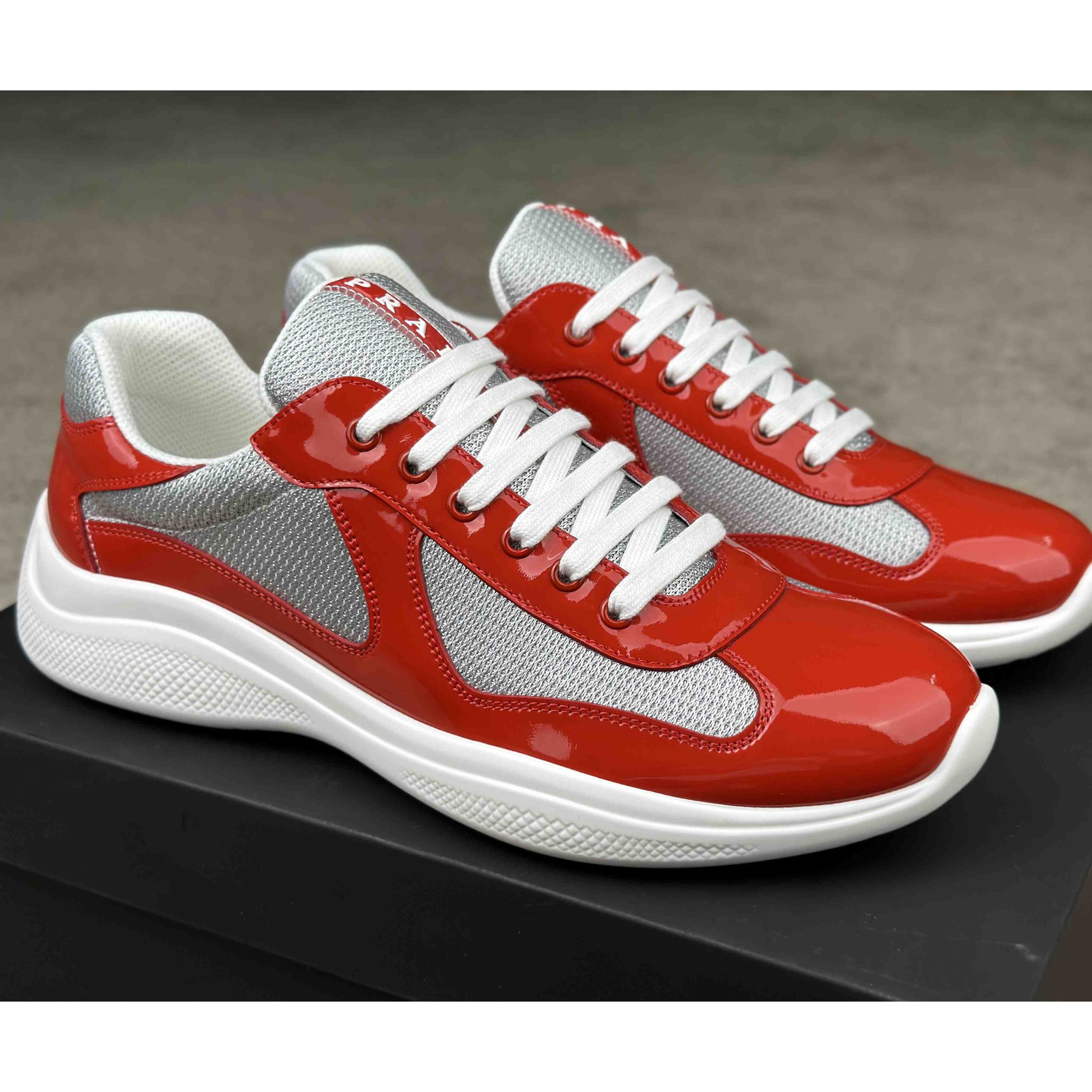 Prada Patent Leather And Technical Fabric Prada America's Cup Sneakers - PerfectKickZ