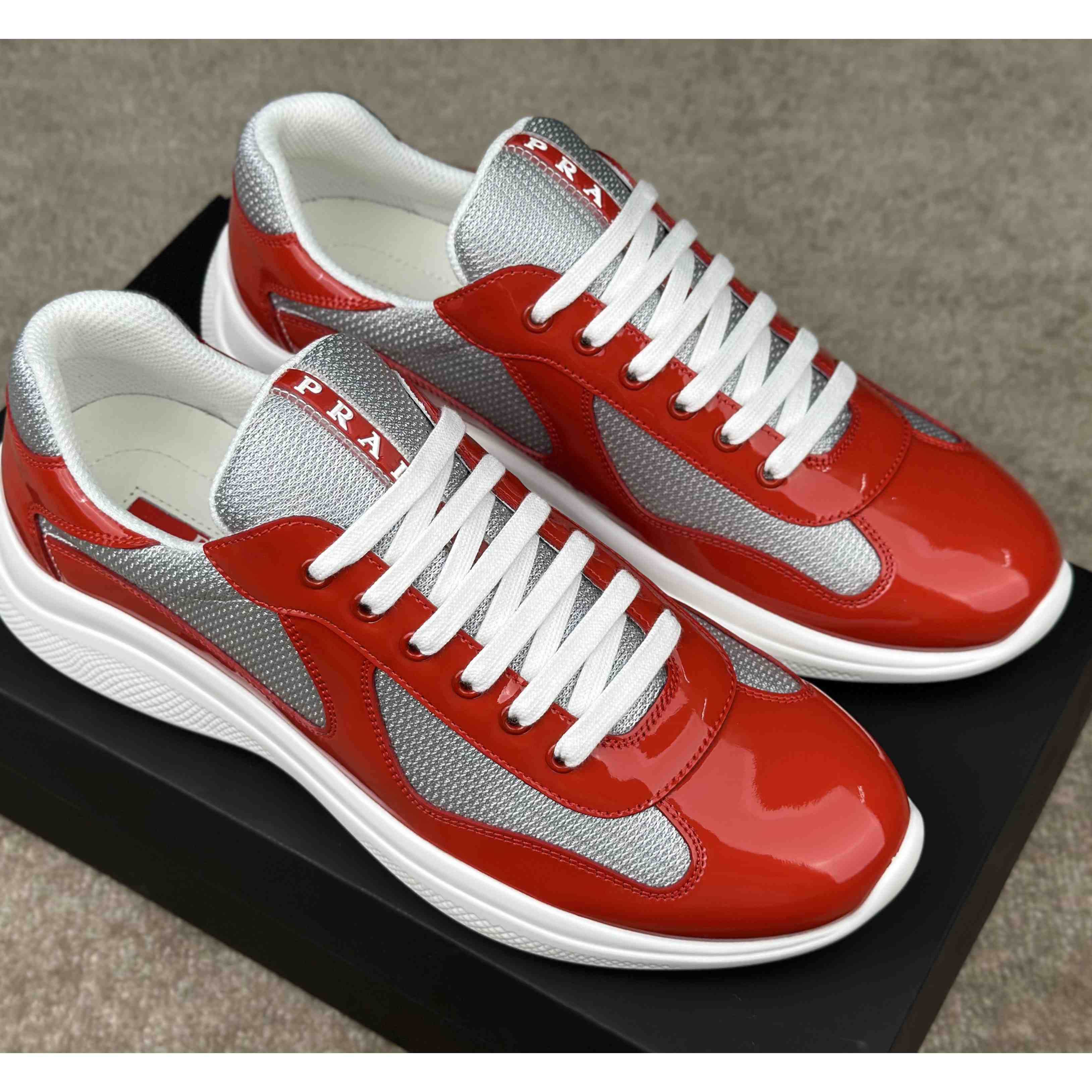Prada Patent Leather And Technical Fabric Prada America's Cup Sneakers - PerfectKickZ