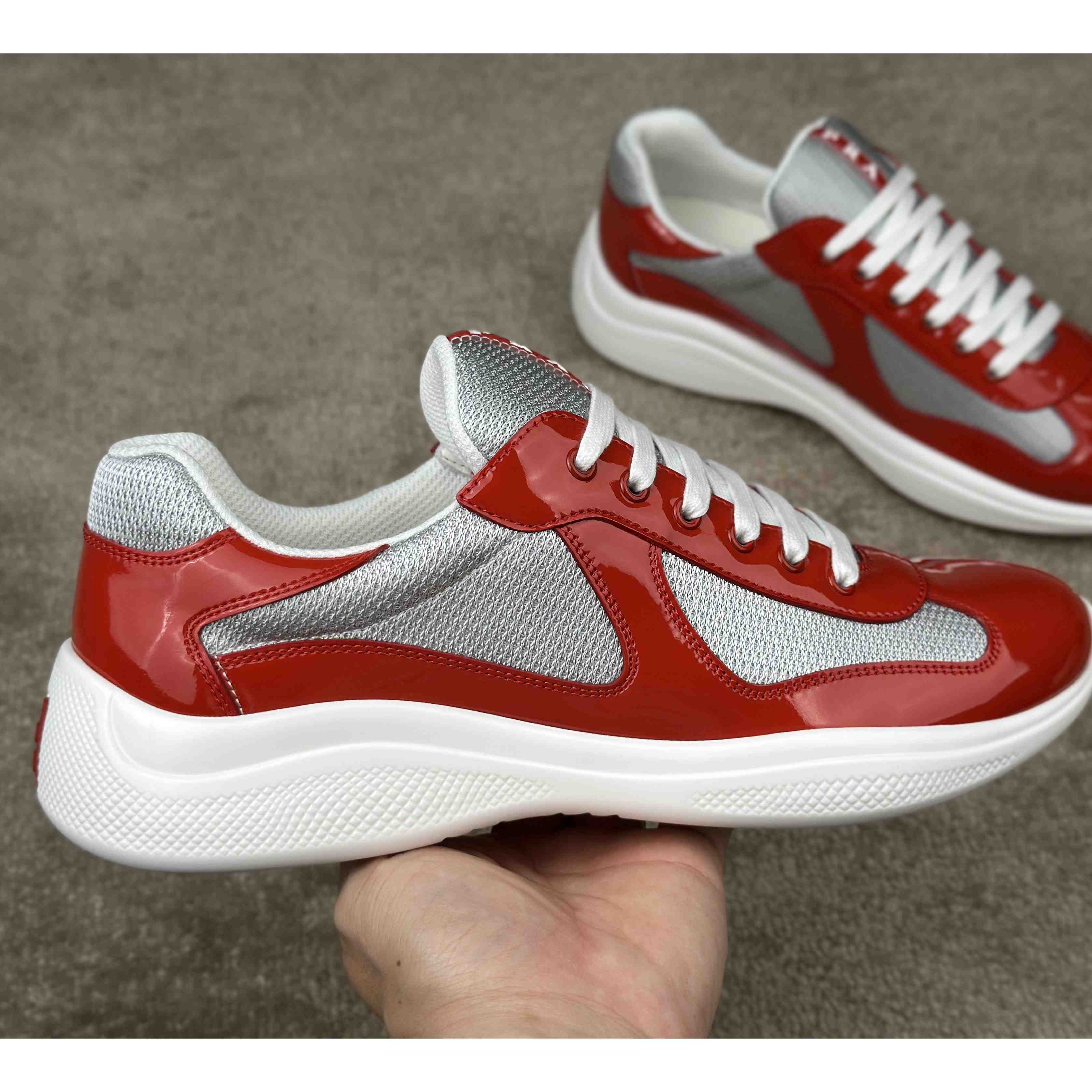 Prada Patent Leather And Technical Fabric Prada America's Cup Sneakers - PerfectKickZ