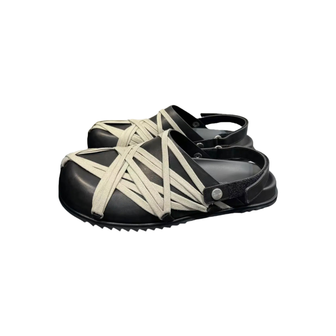 Rick Owens Hollywood Megalaced Mule Granola 'Black' - PerfectKickZ