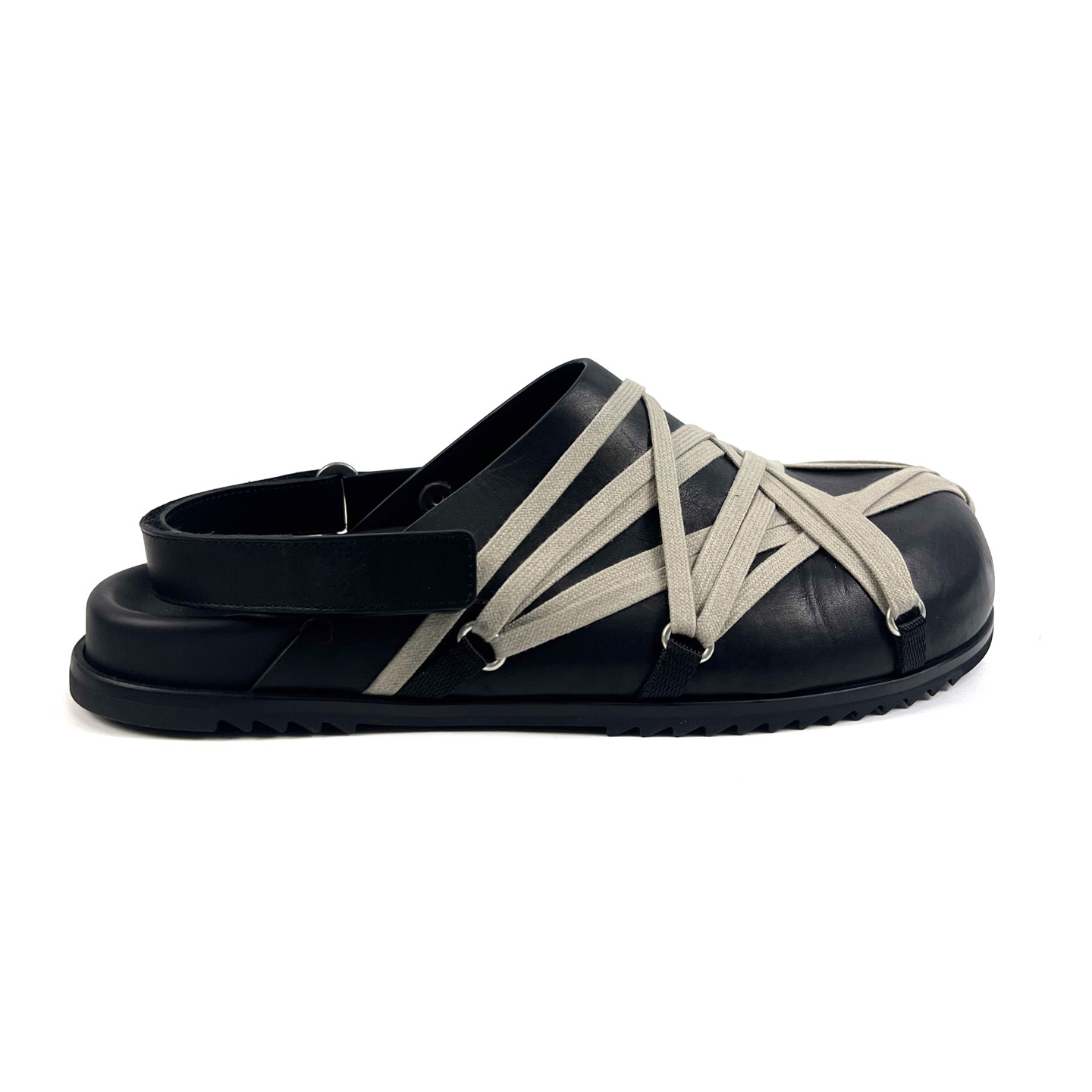 Rick Owens Hollywood Megalaced Mule Granola 'Black' - PerfectKickZ