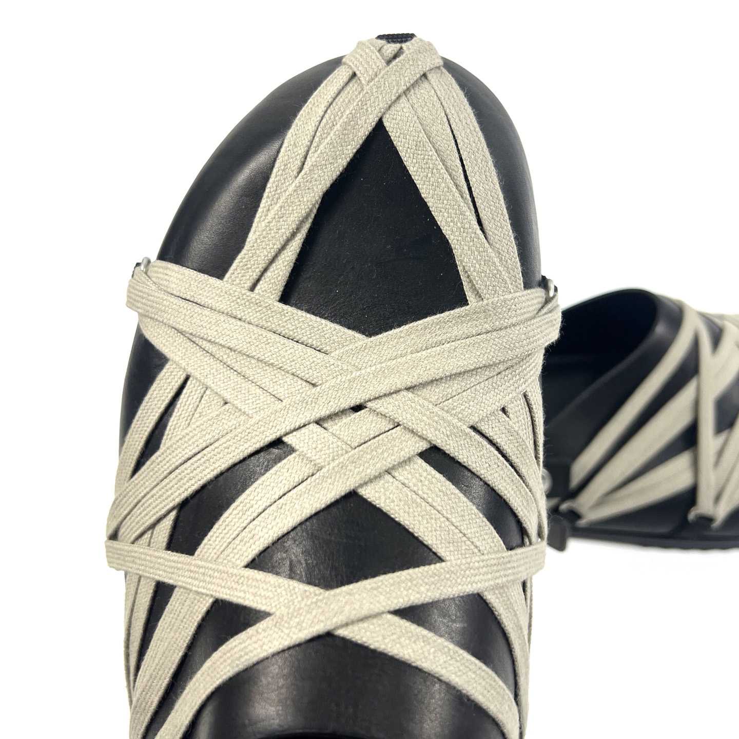 Rick Owens Hollywood Megalaced Mule Granola 'Black' - PerfectKickZ