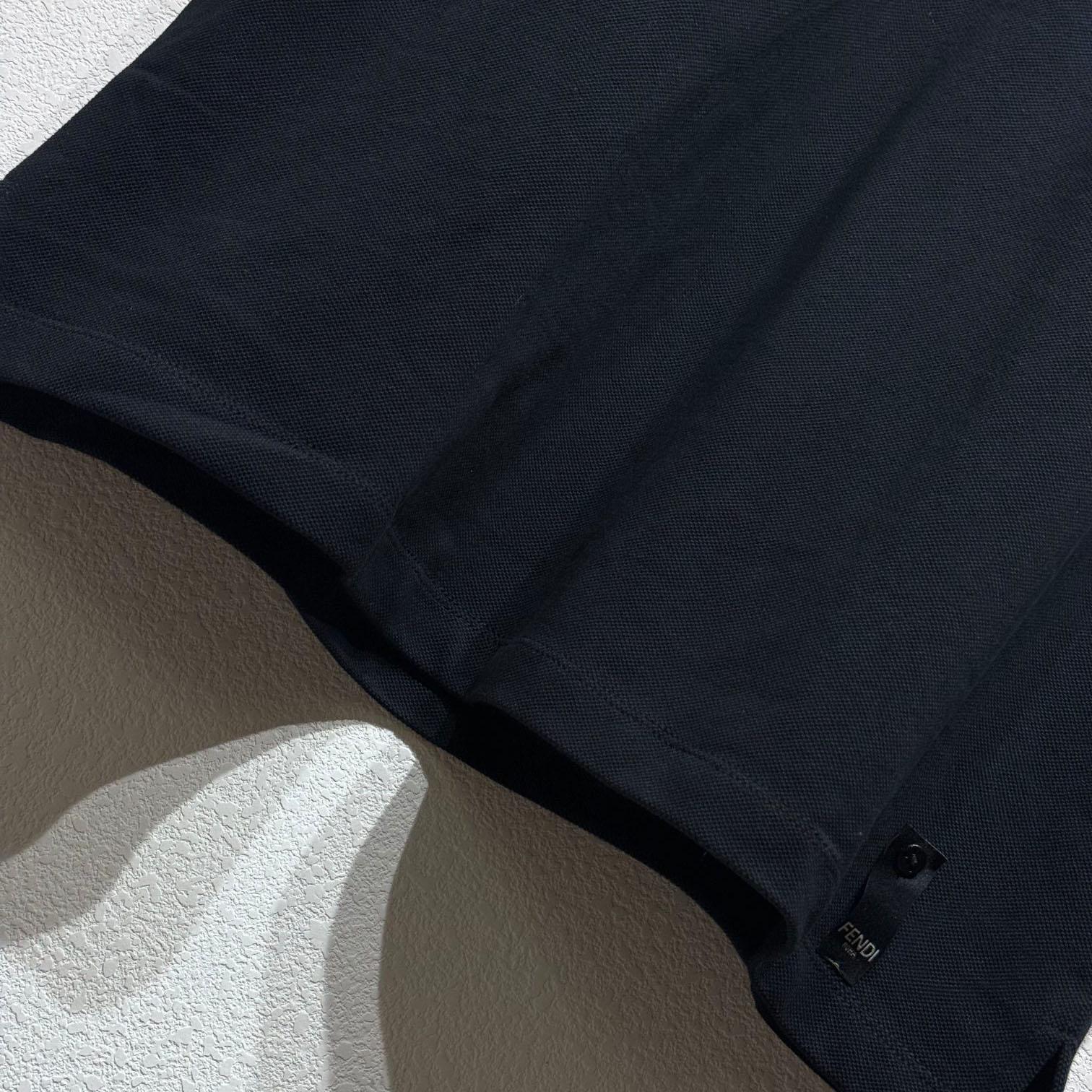 Fendi Black Cotton Polo Shirt - PerfectKickZ