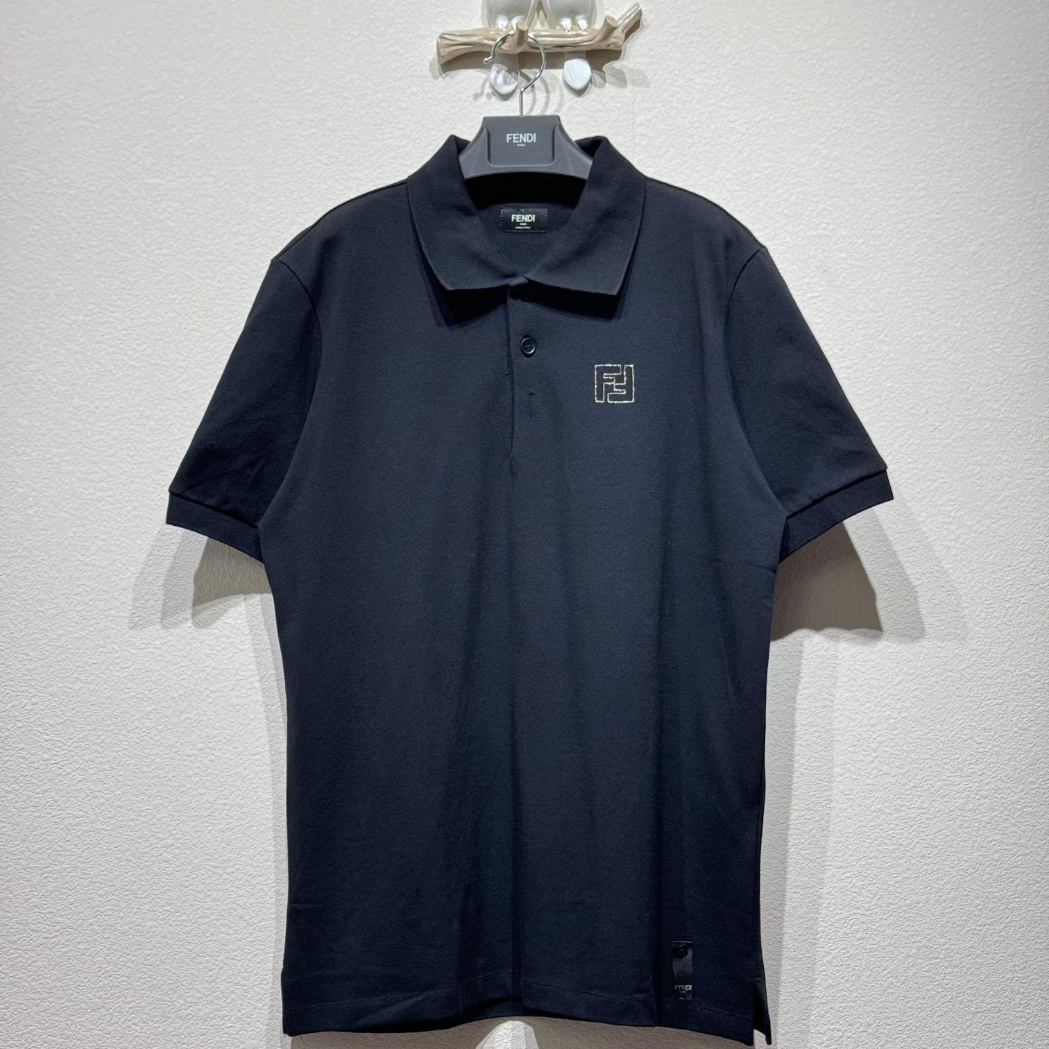 Fendi Black Cotton Polo Shirt - PerfectKickZ
