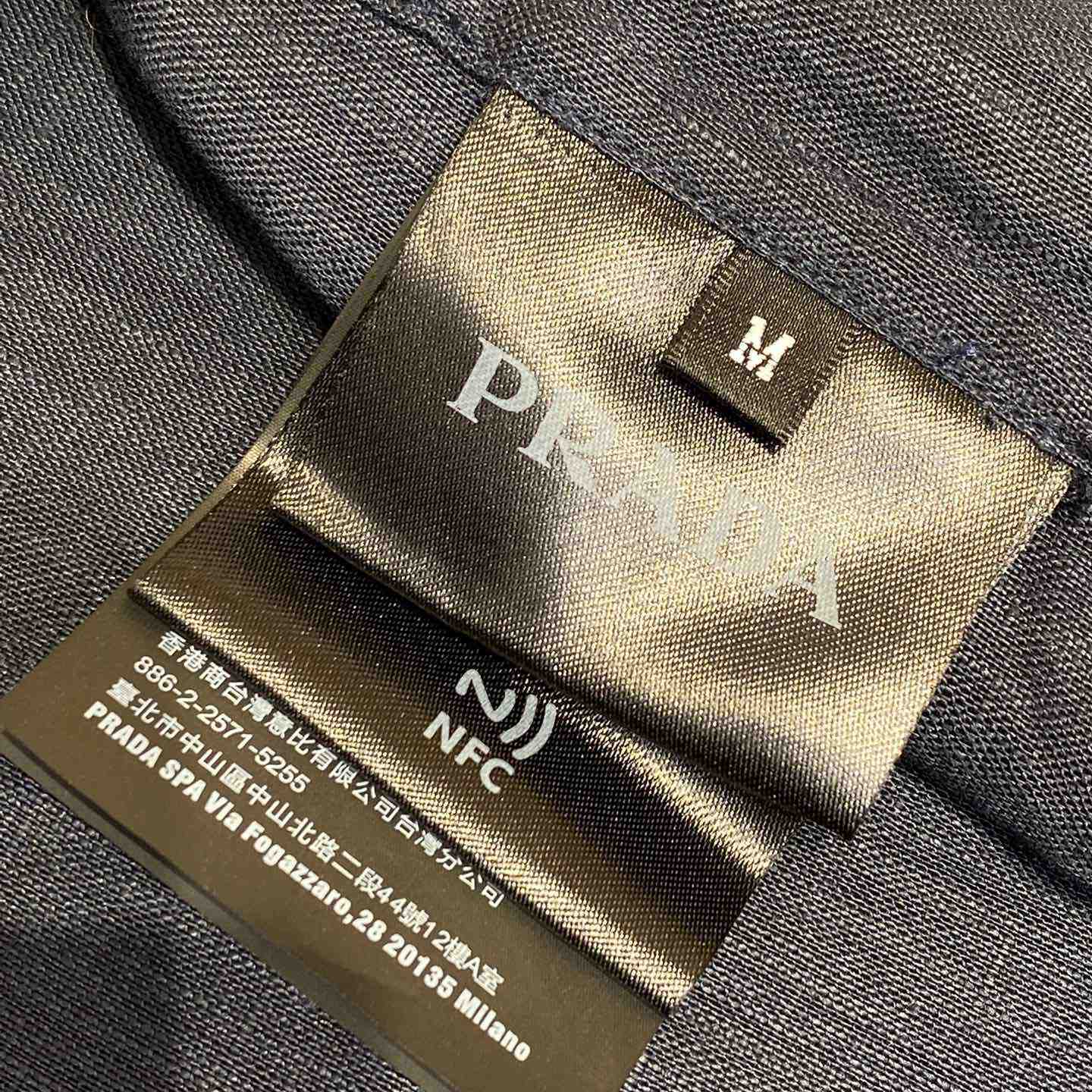 Prada Triangle-logo Cuban-collar Linen Shirt - PerfectKickZ