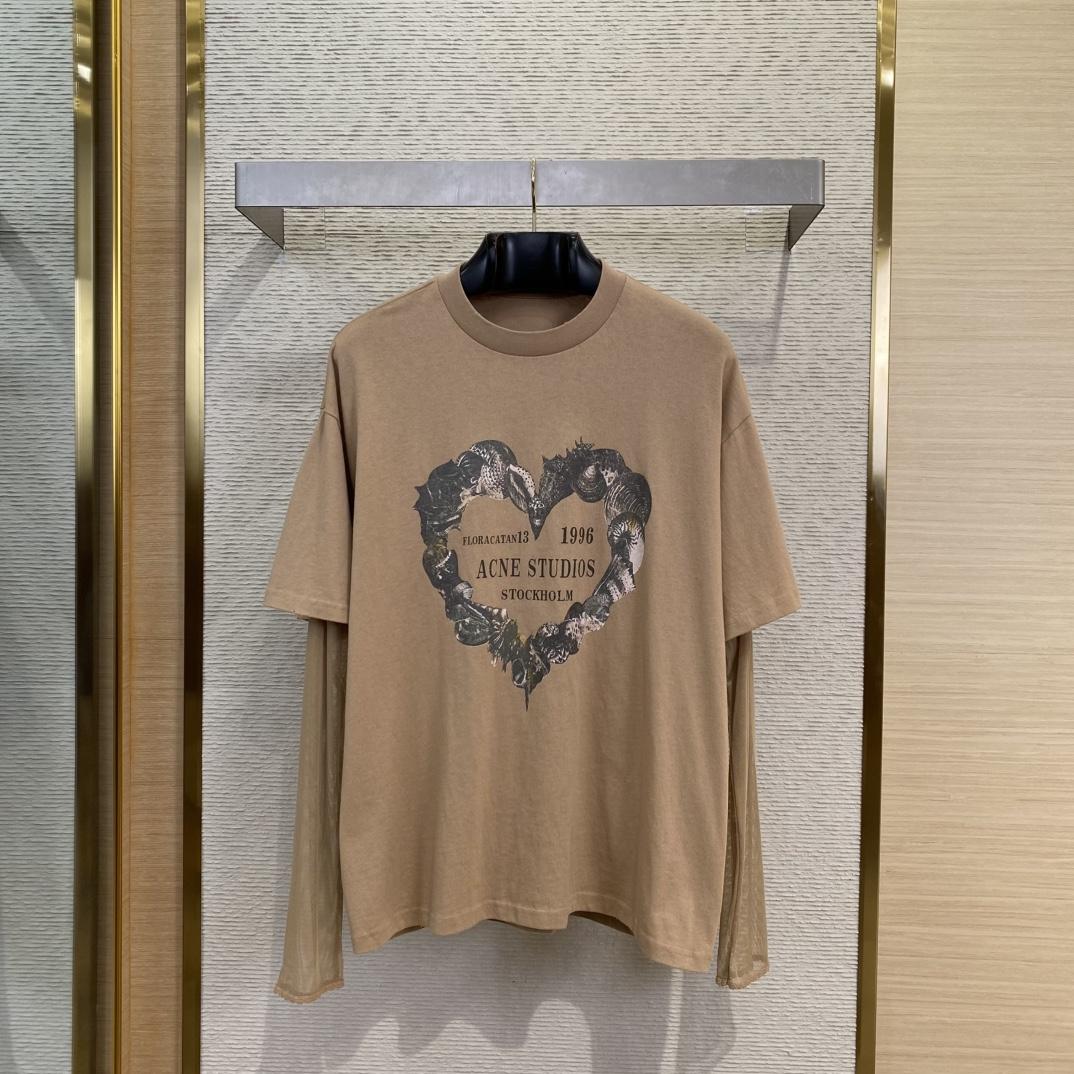 Acne Studios Beige Layered Print T-shirt - PerfectKickZ