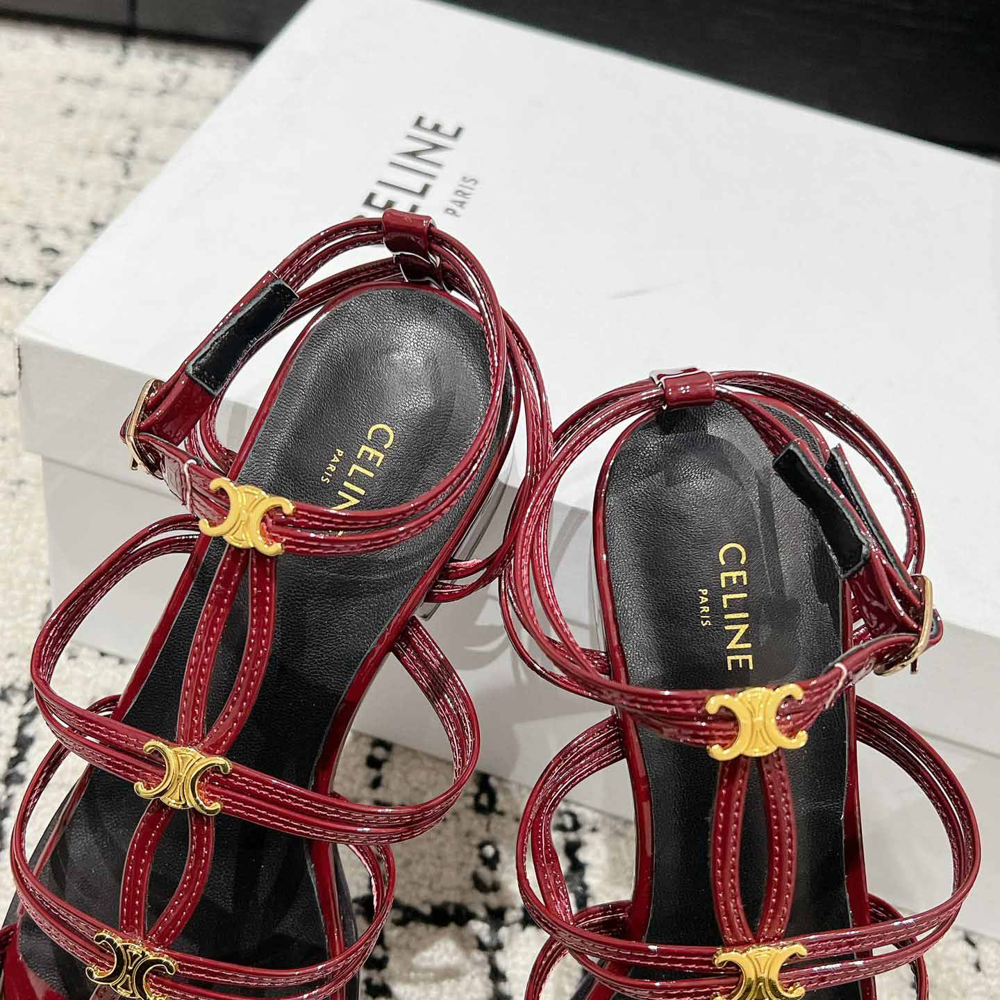 Celine Clemence Multi Triomphe Sandal In Glossy Calfskin - PerfectKickZ