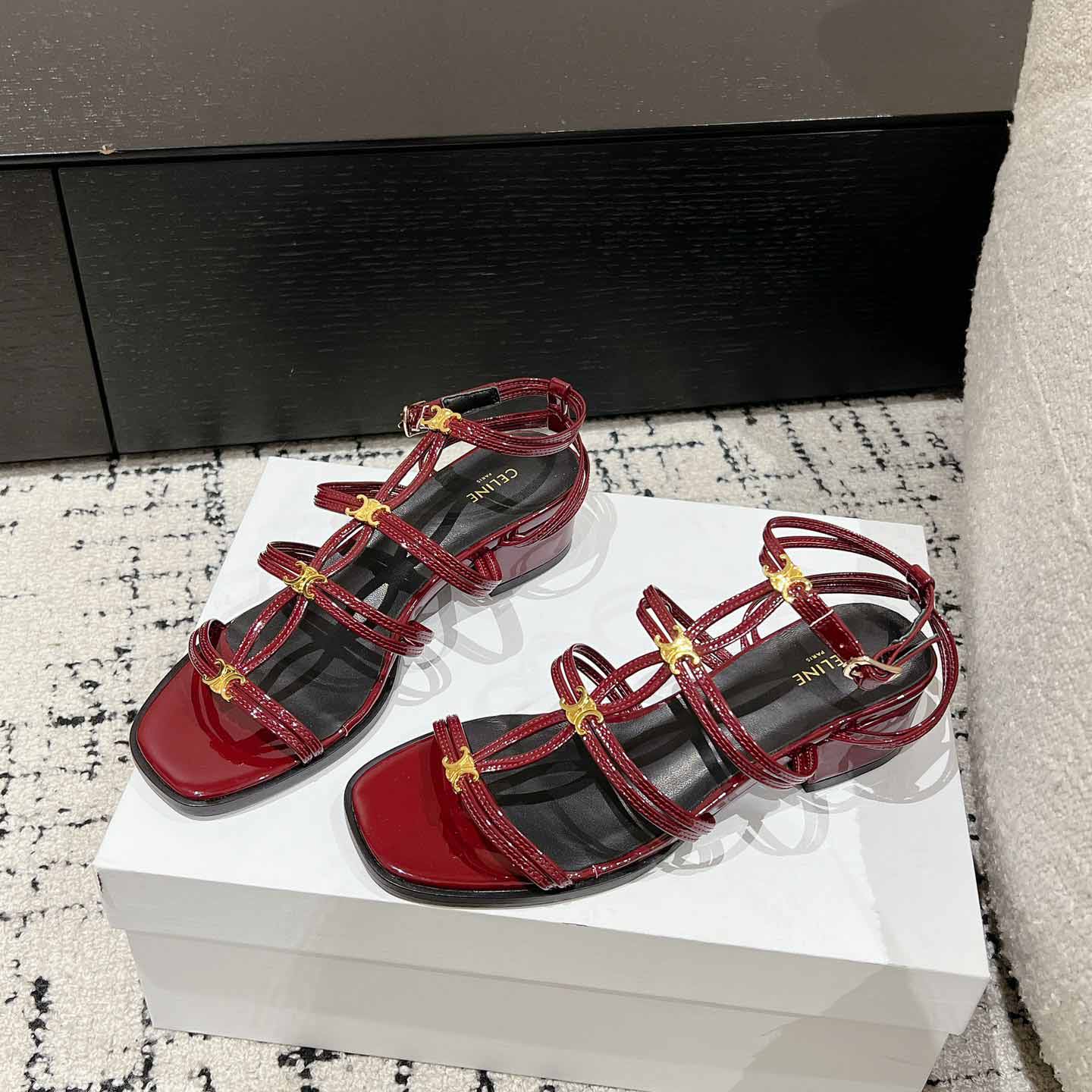 Celine Clemence Multi Triomphe Sandal In Glossy Calfskin - PerfectKickZ