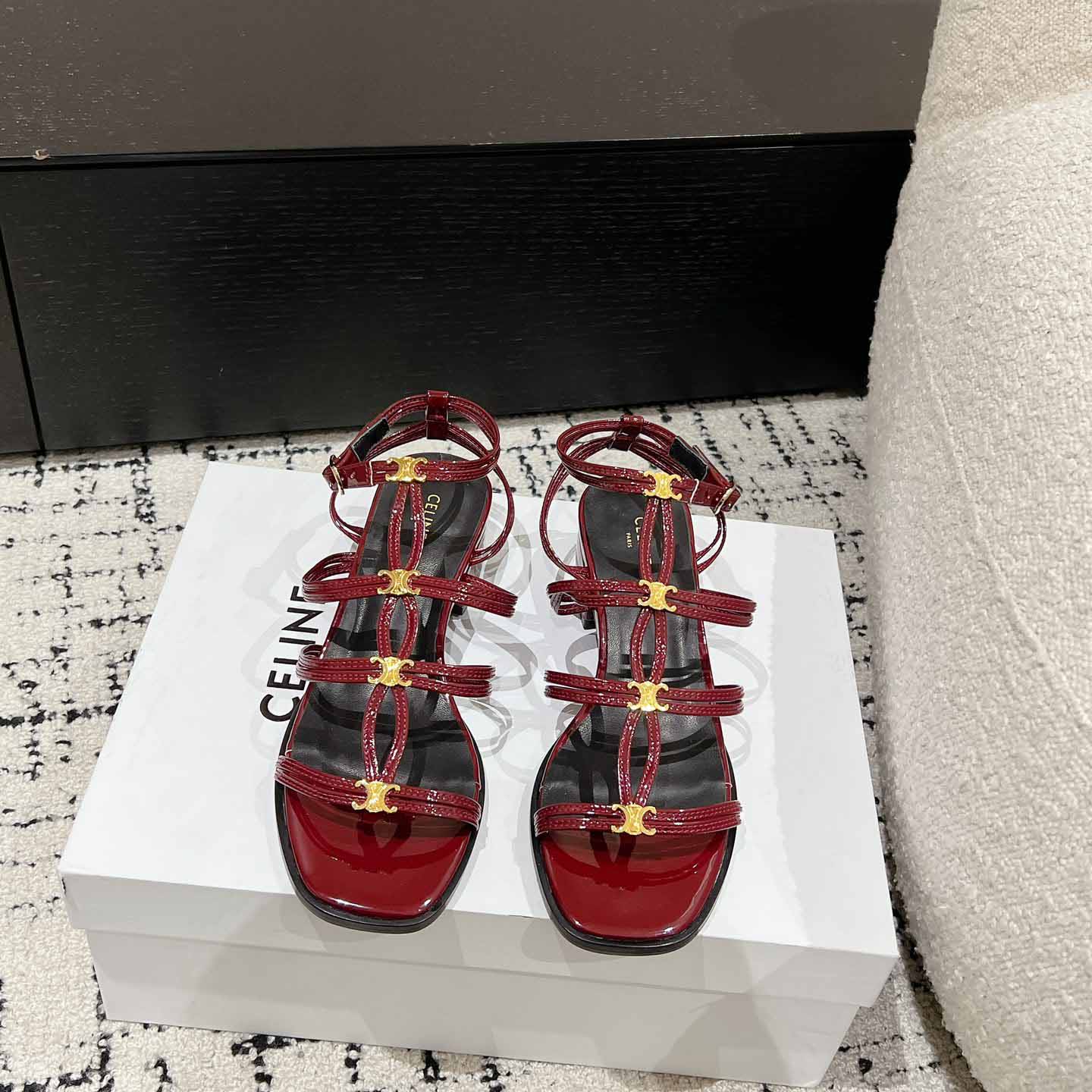 Celine Clemence Multi Triomphe Sandal In Glossy Calfskin - PerfectKickZ