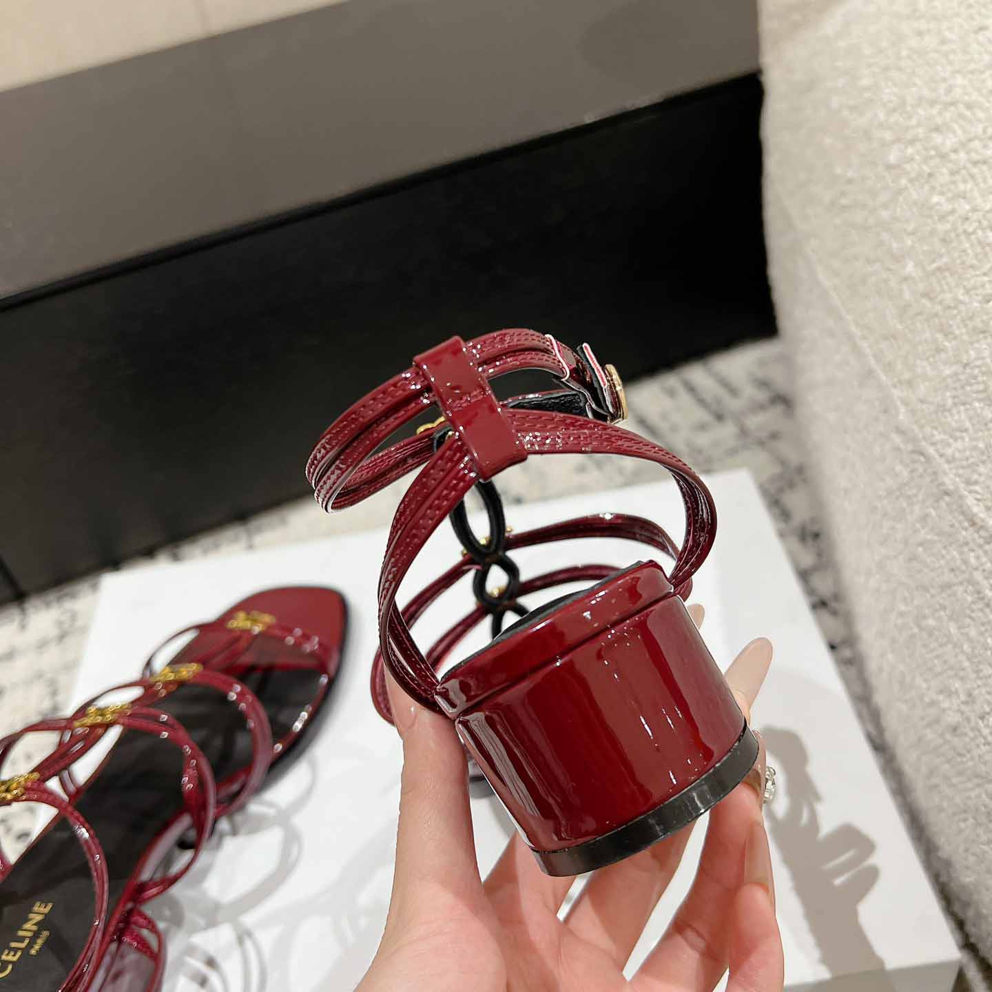 Celine Clemence Multi Triomphe Sandal In Glossy Calfskin - PerfectKickZ