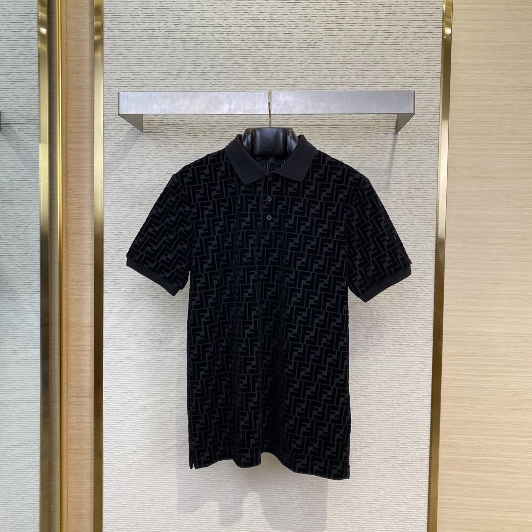 Fendi Black Jersey Polo Shirt - PerfectKickZ