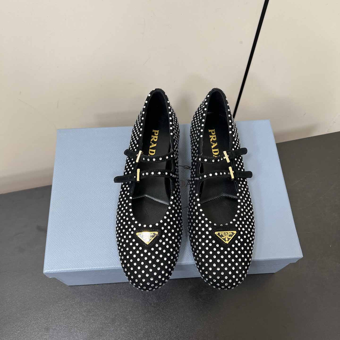Prada Suede Ballerinas With Crystals - PerfectKickZ