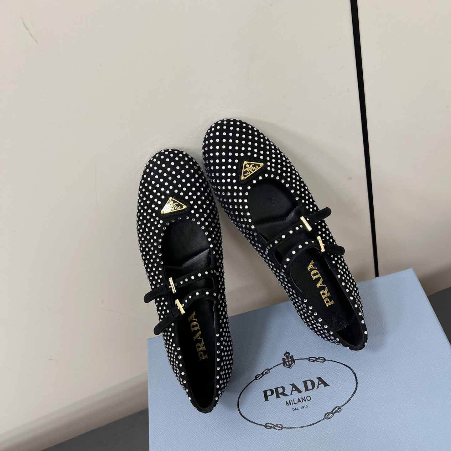 Prada Suede Ballerinas With Crystals - 