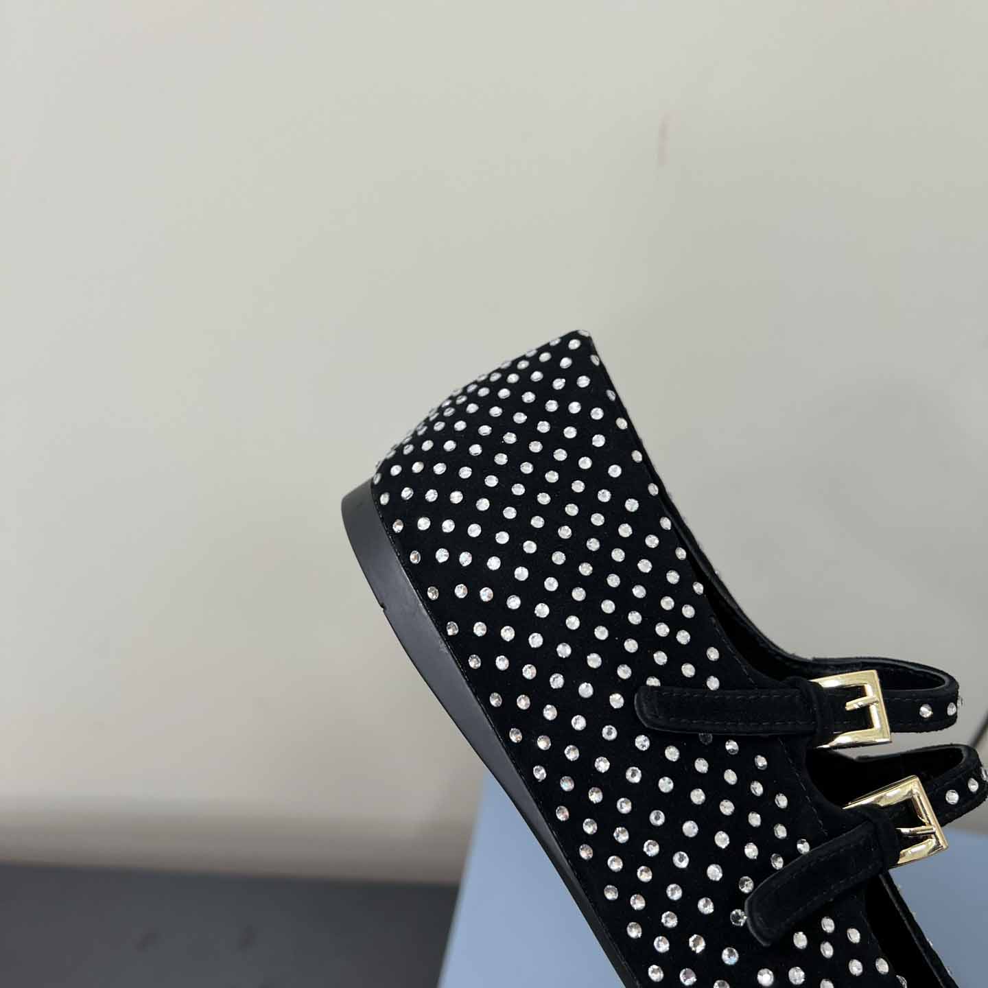 Prada Suede Ballerinas With Crystals - 