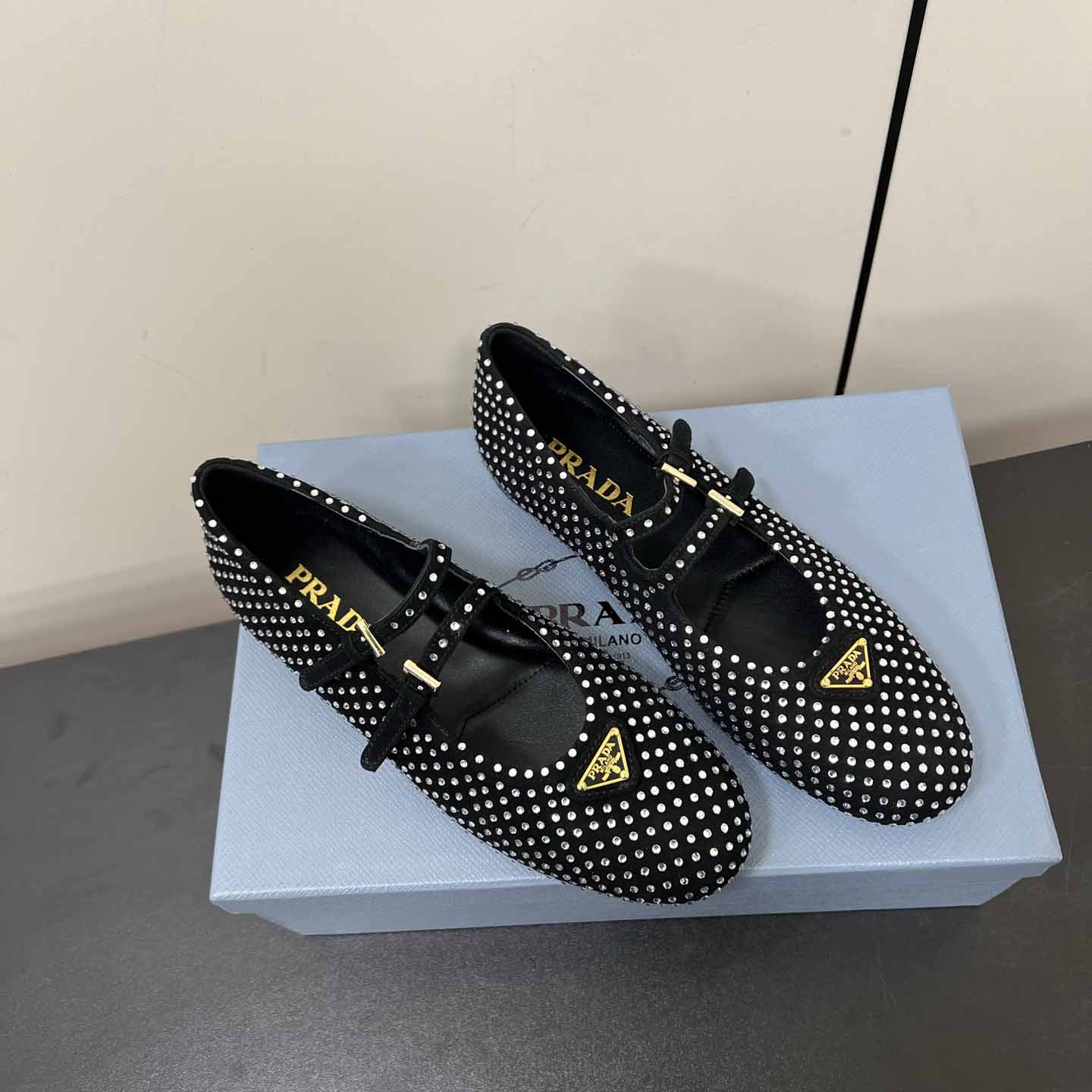 Prada Suede Ballerinas With Crystals - 