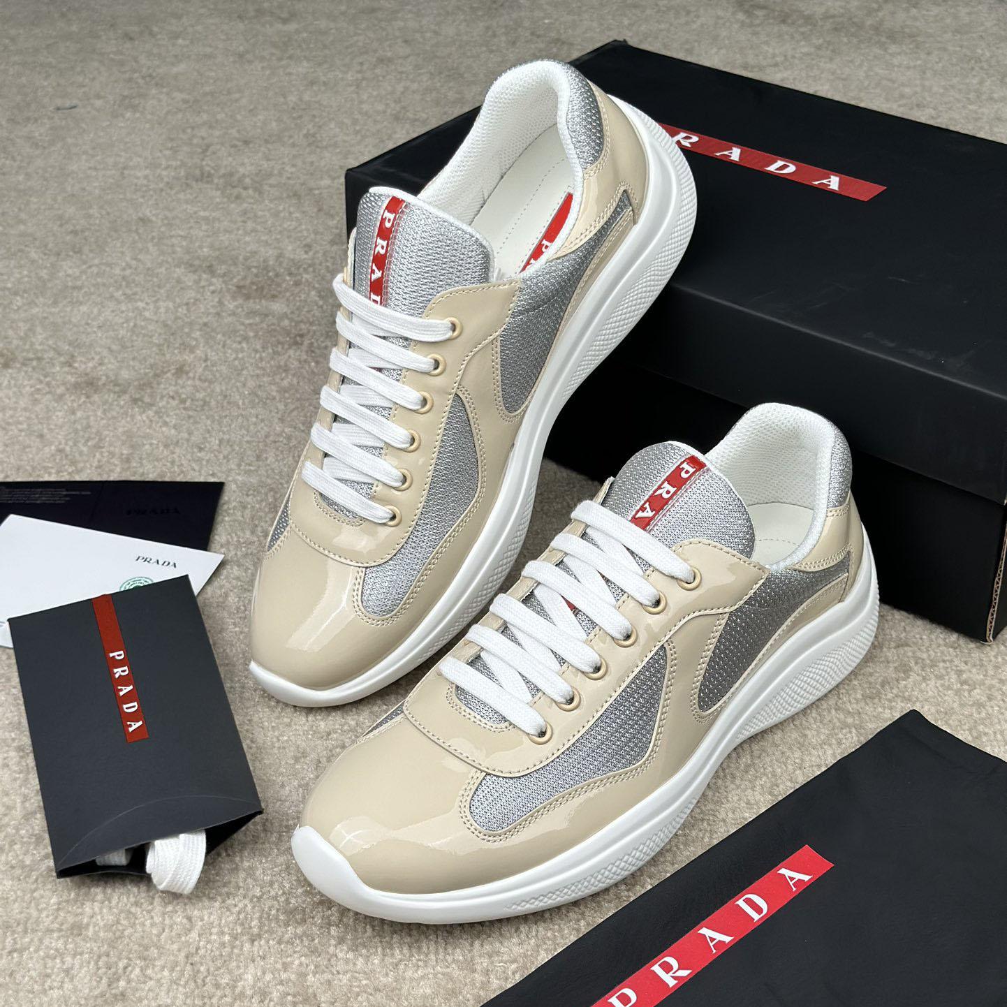 Prada America's Cup Patent Leather And Bike Fabric Sneakers - PerfectKickZ