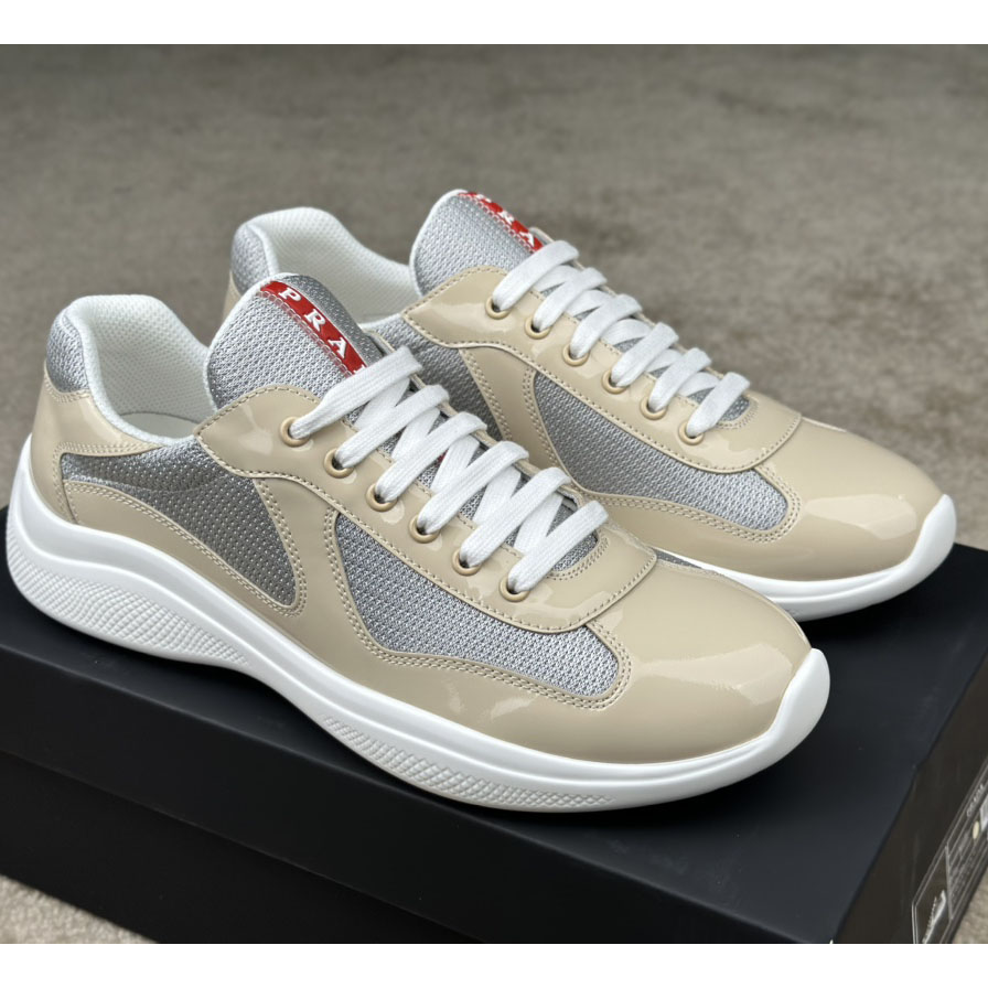 Prada America's Cup Patent Leather And Bike Fabric Sneakers - PerfectKickZ