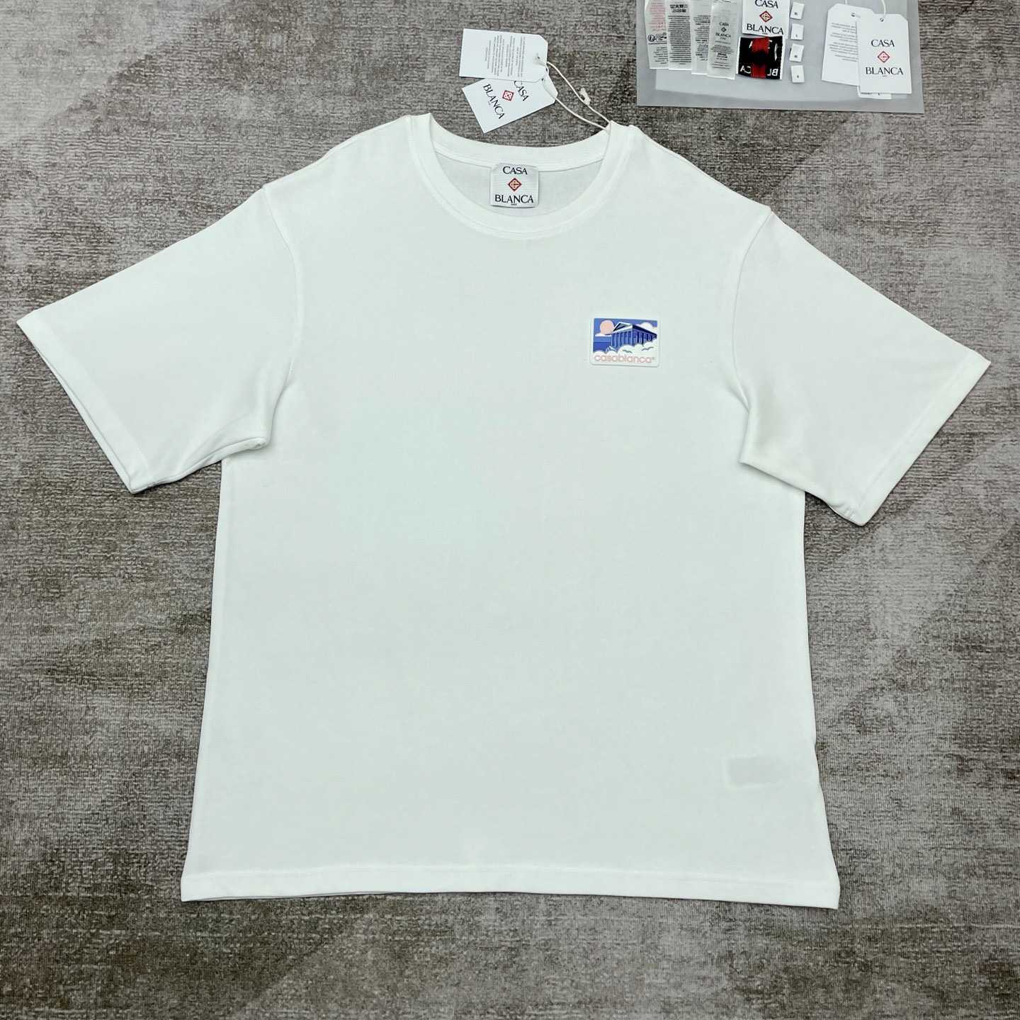 Casablanca White Greek Temple Applique Jersey T-Shirt   C978 - PerfectKickZ
