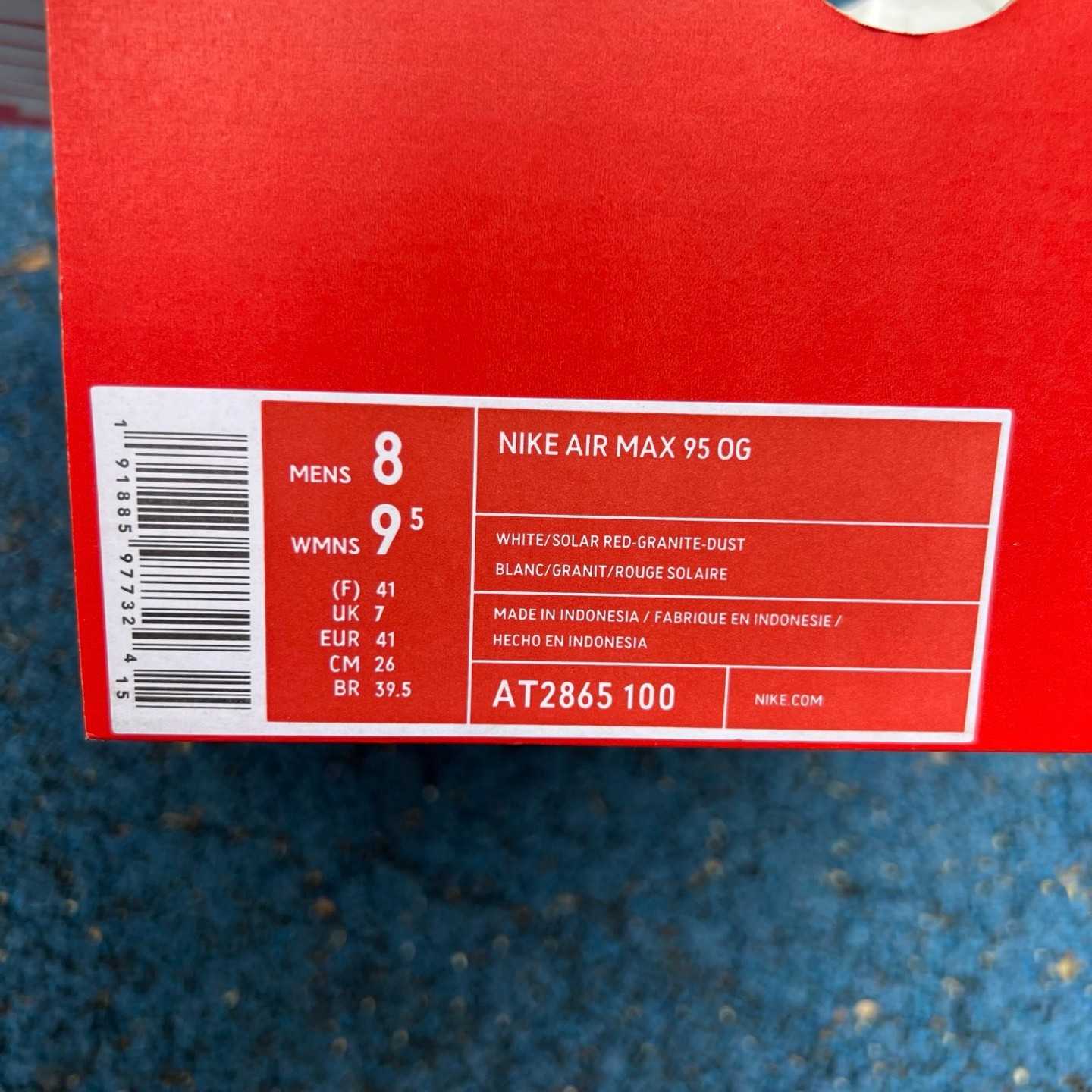Nike Air Max 95 'White & Solar Red & Granite'   AT28 - PerfectKickZ