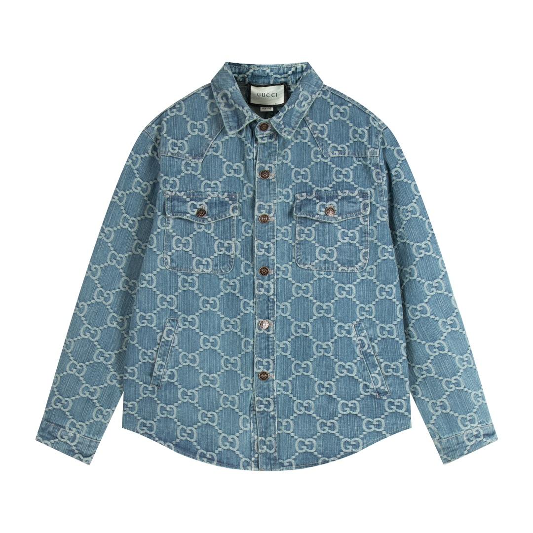 Gucci GG Monogram Denim Shirt - PerfectKickZ