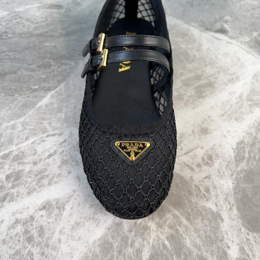 Prada Black Mesh Fabric Ballerinas - 