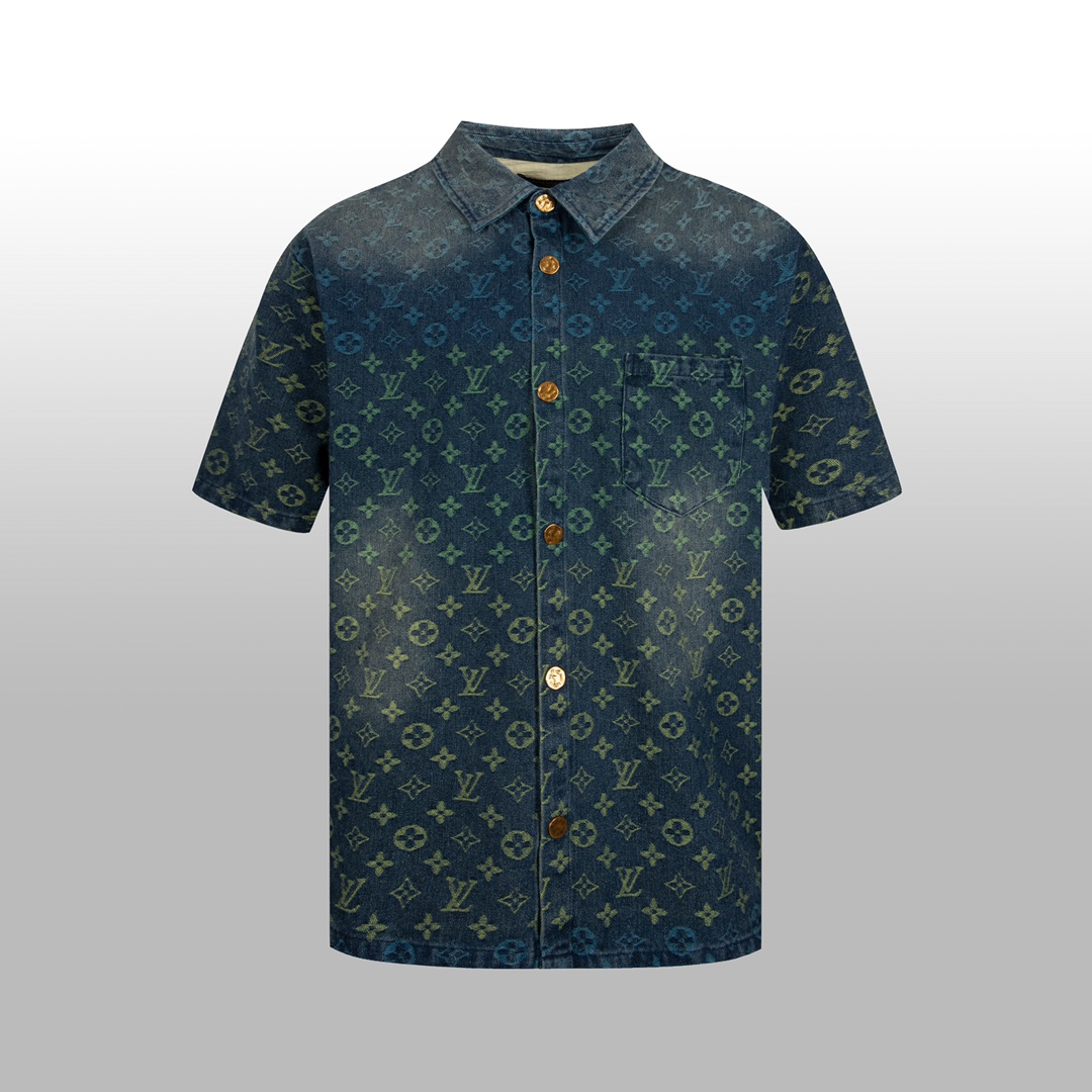 Louis Vuitton Rainbow Monogram Short-Sleeved Denim Shirt - PerfectKickZ