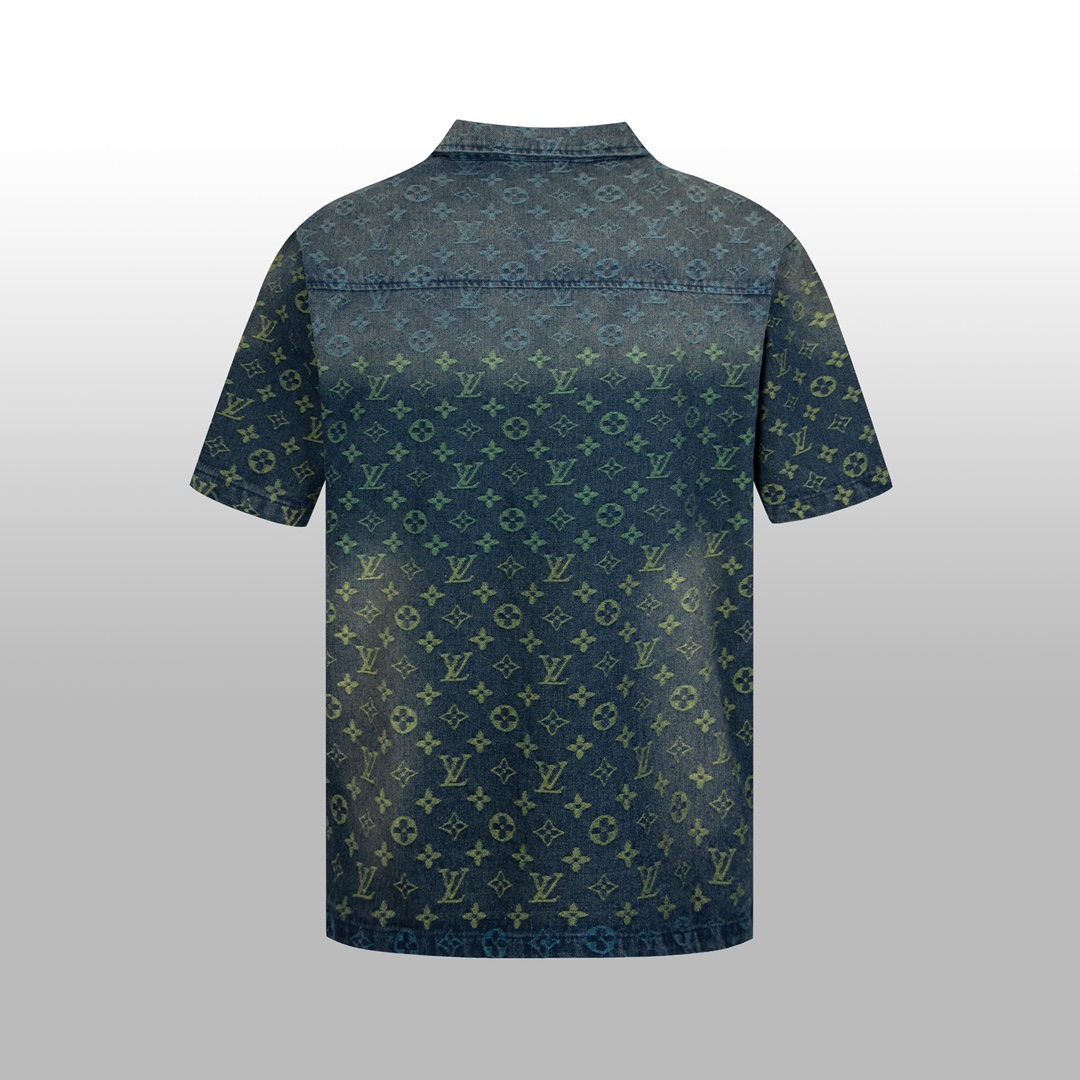 Louis Vuitton Rainbow Monogram Short-Sleeved Denim Shirt - PerfectKickZ
