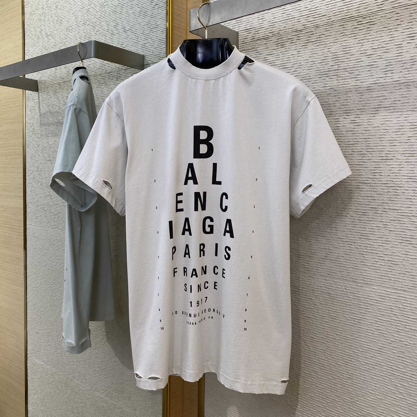 Balenciaga Eye Chart Distressed Oversize Cotton T-shirt - PerfectKickZ