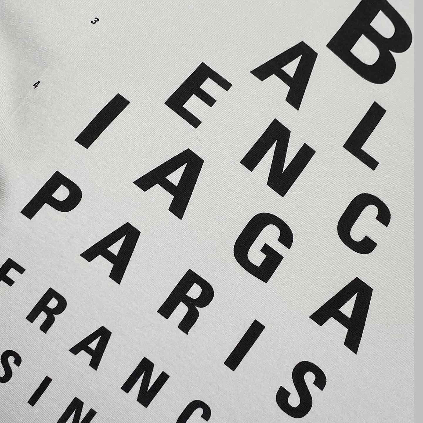 Balenciaga Eye Chart Distressed Oversize Cotton T-shirt - PerfectKickZ
