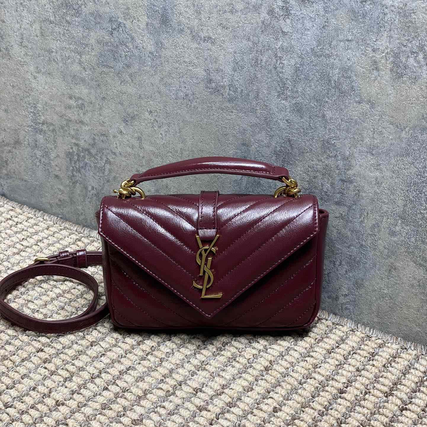 Saint Laurent College Mini In Shiny Leather - PerfectKickZ