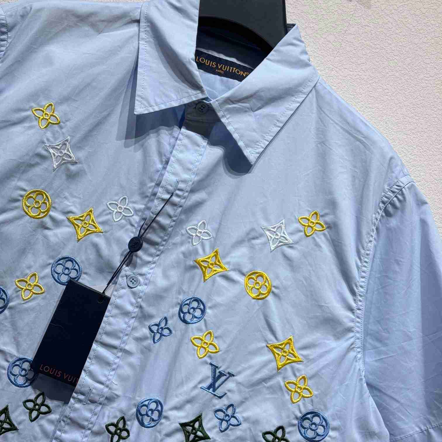 Louis Vuitton Monogram Flowers Embroidered Short-Sleeved Shirt  1AGTPB - 