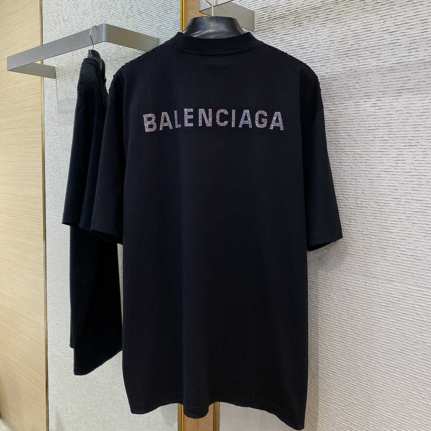 Balenciaga Back Strass Cropped T-Shirt in black - PerfectKickZ