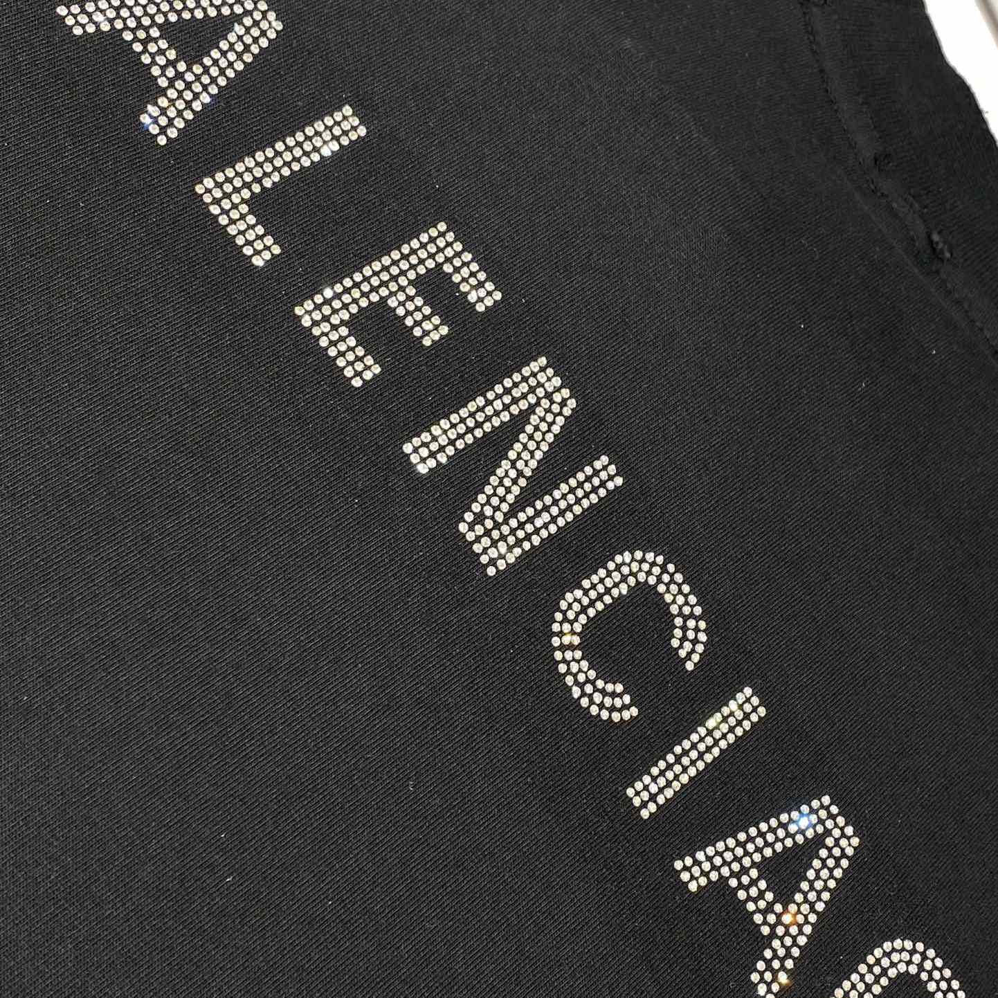 Balenciaga Back Strass Cropped T-Shirt in black - PerfectKickZ