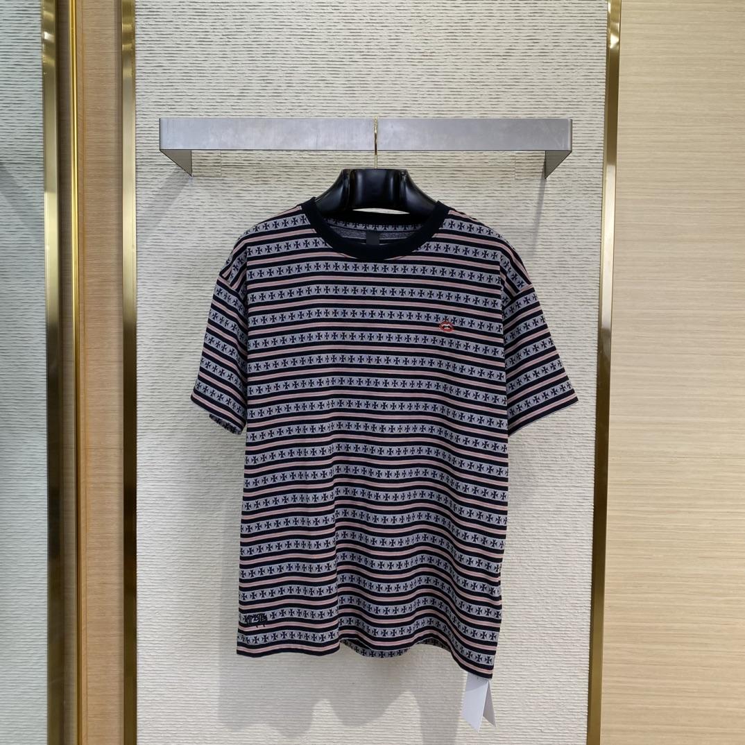 Chrome Hearts Script Logo Stripe Short Sleeve Tee - PerfectKickZ