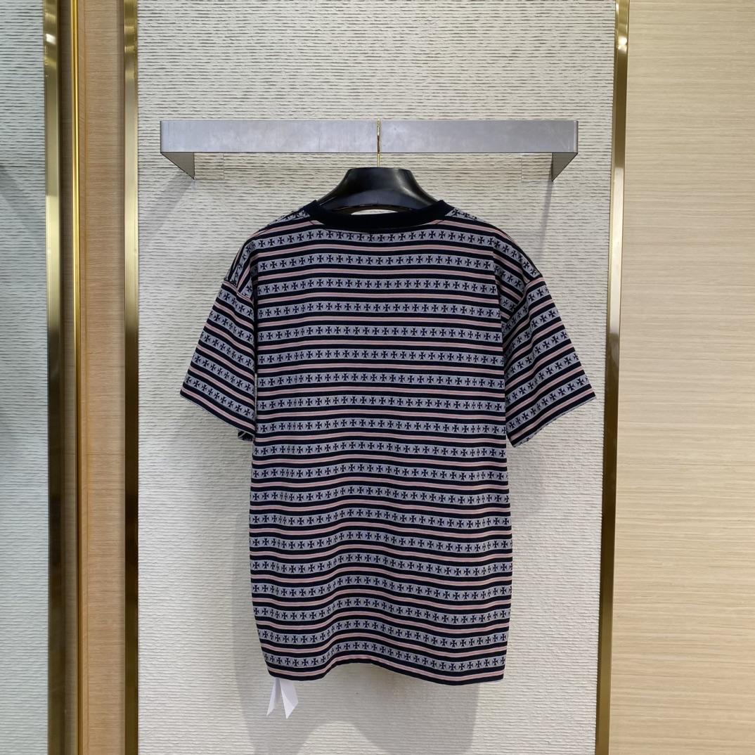 Chrome Hearts Script Logo Stripe Short Sleeve Tee - PerfectKickZ