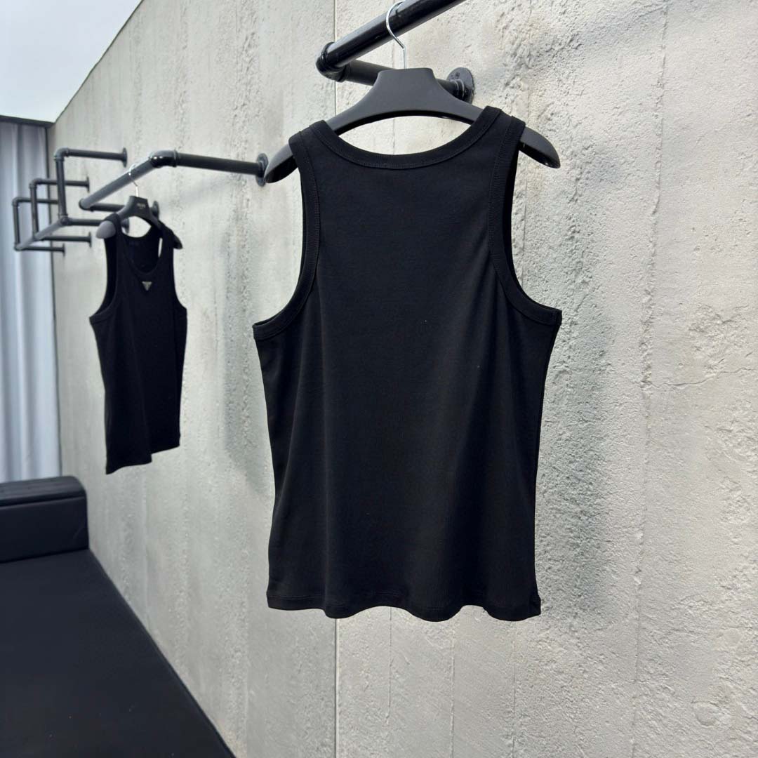 Prada Cotton Tank Top With Enamel Logo - PerfectKickZ