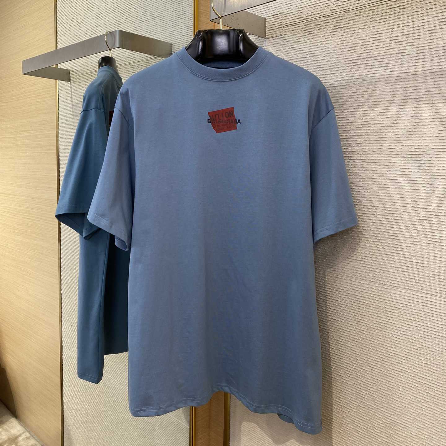 Balenciaga Taped Balenciaga Back T-Shirt Medium Fit In Grey Blue - PerfectKickZ