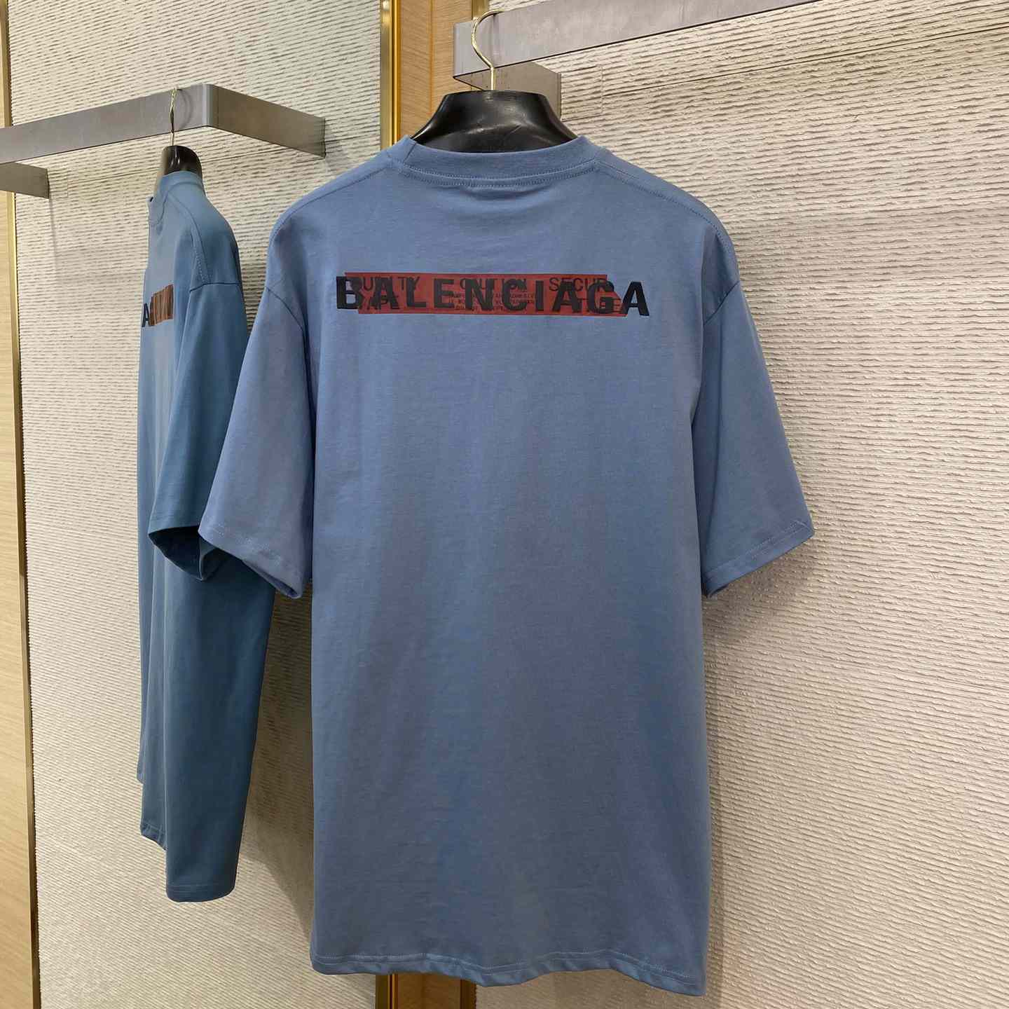 Balenciaga Taped Balenciaga Back T-Shirt Medium Fit In Grey Blue - PerfectKickZ