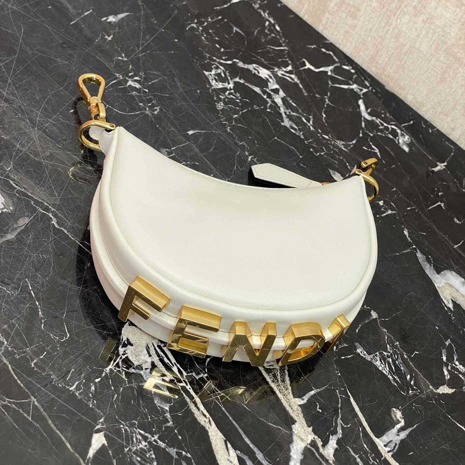 Fendi Fendigraphy Mini White Leather Mini Bag - PerfectKickZ
