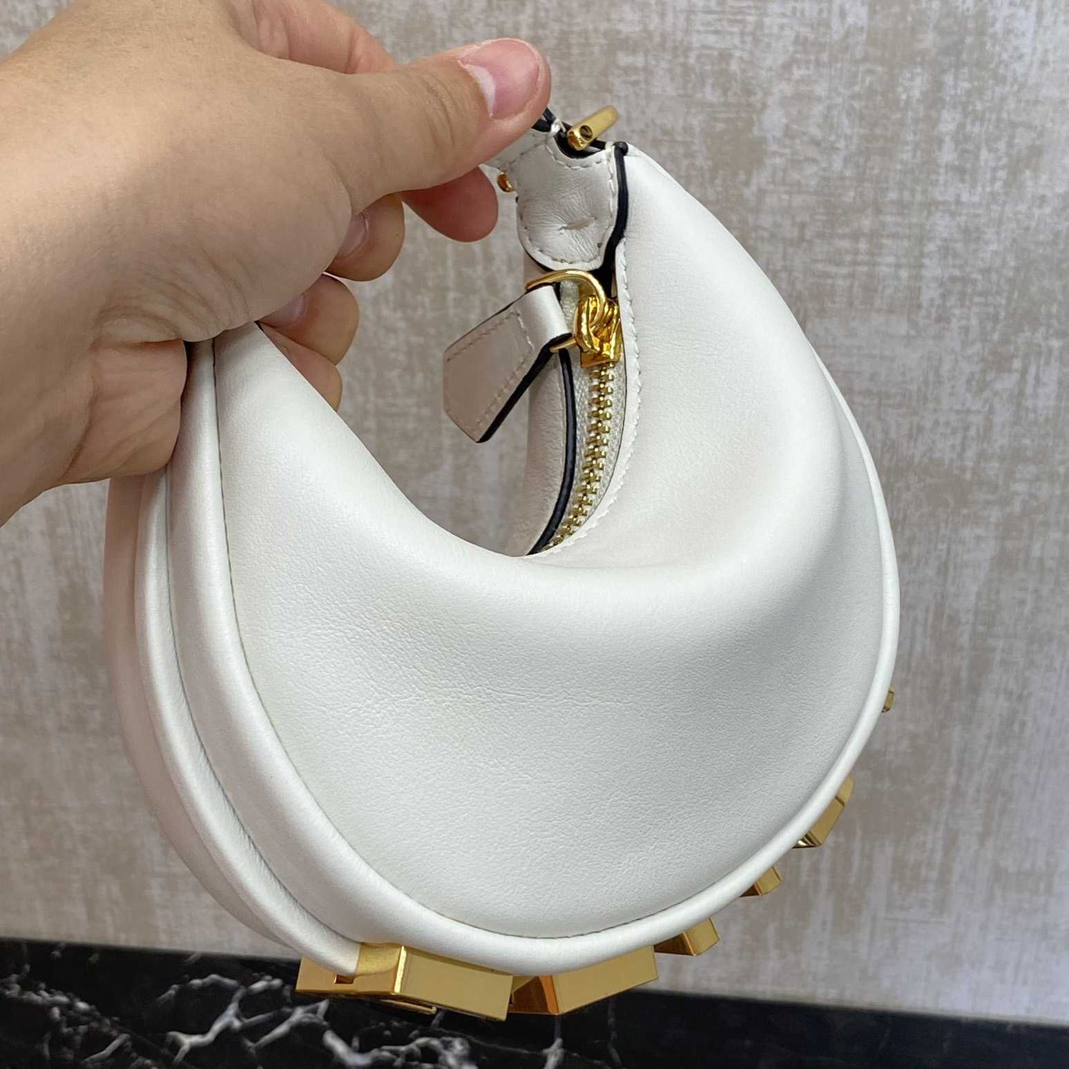 Fendi Fendigraphy Mini White Leather Mini Bag - PerfectKickZ