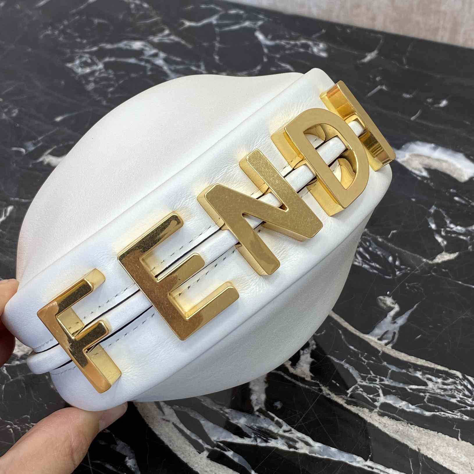 Fendi Fendigraphy Mini White Leather Mini Bag - PerfectKickZ