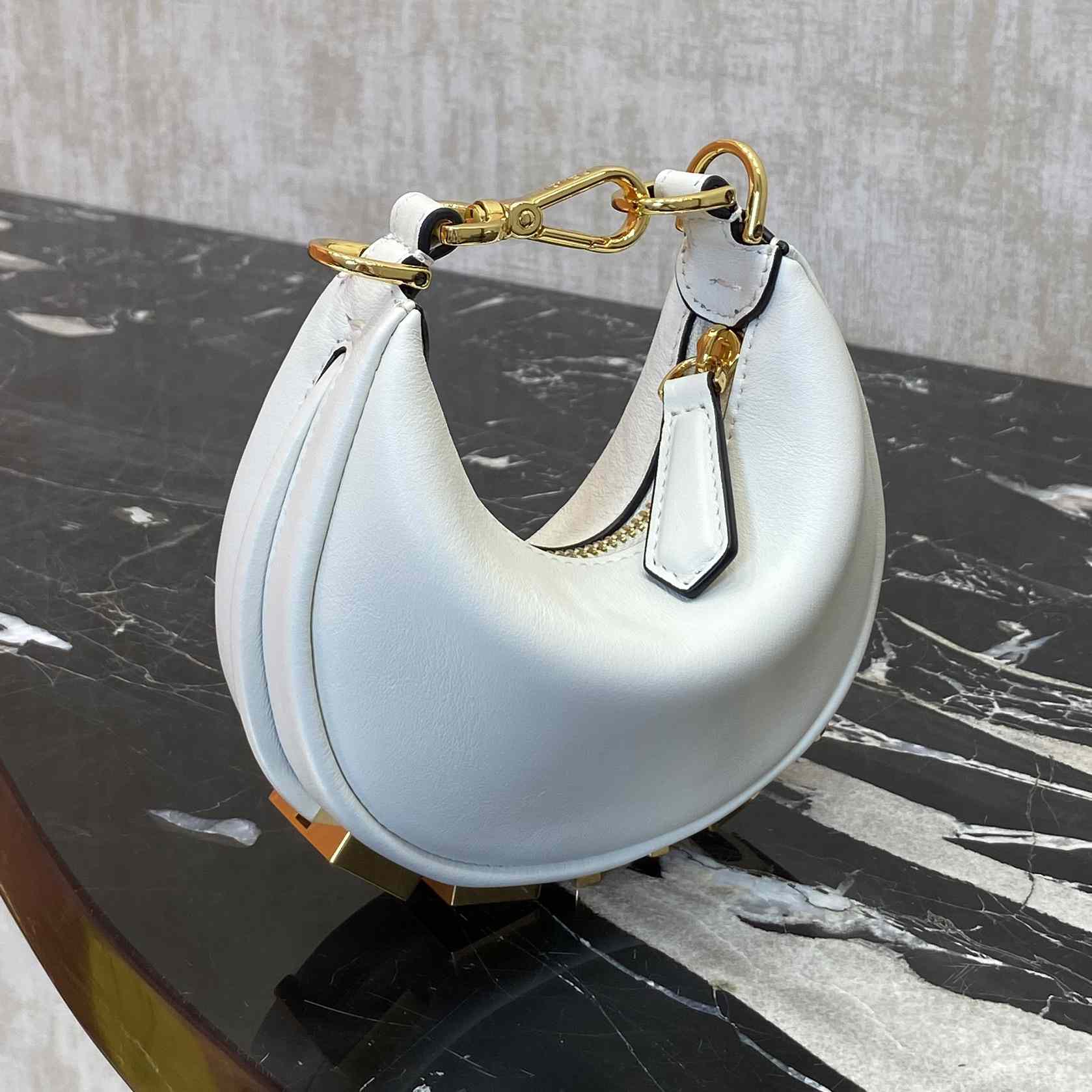Fendi Fendigraphy Mini White Leather Mini Bag - PerfectKickZ