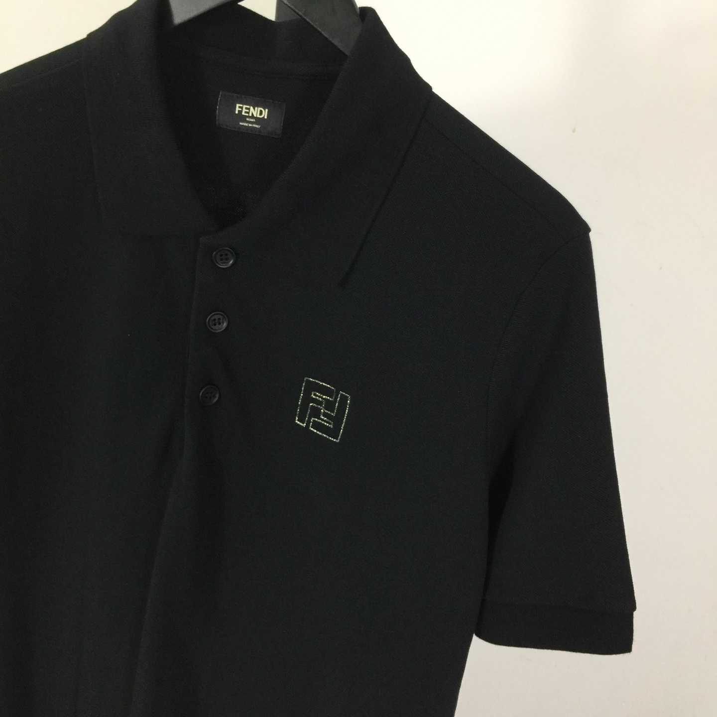 Fendi Black Cotton Polo Shirt - PerfectKickZ