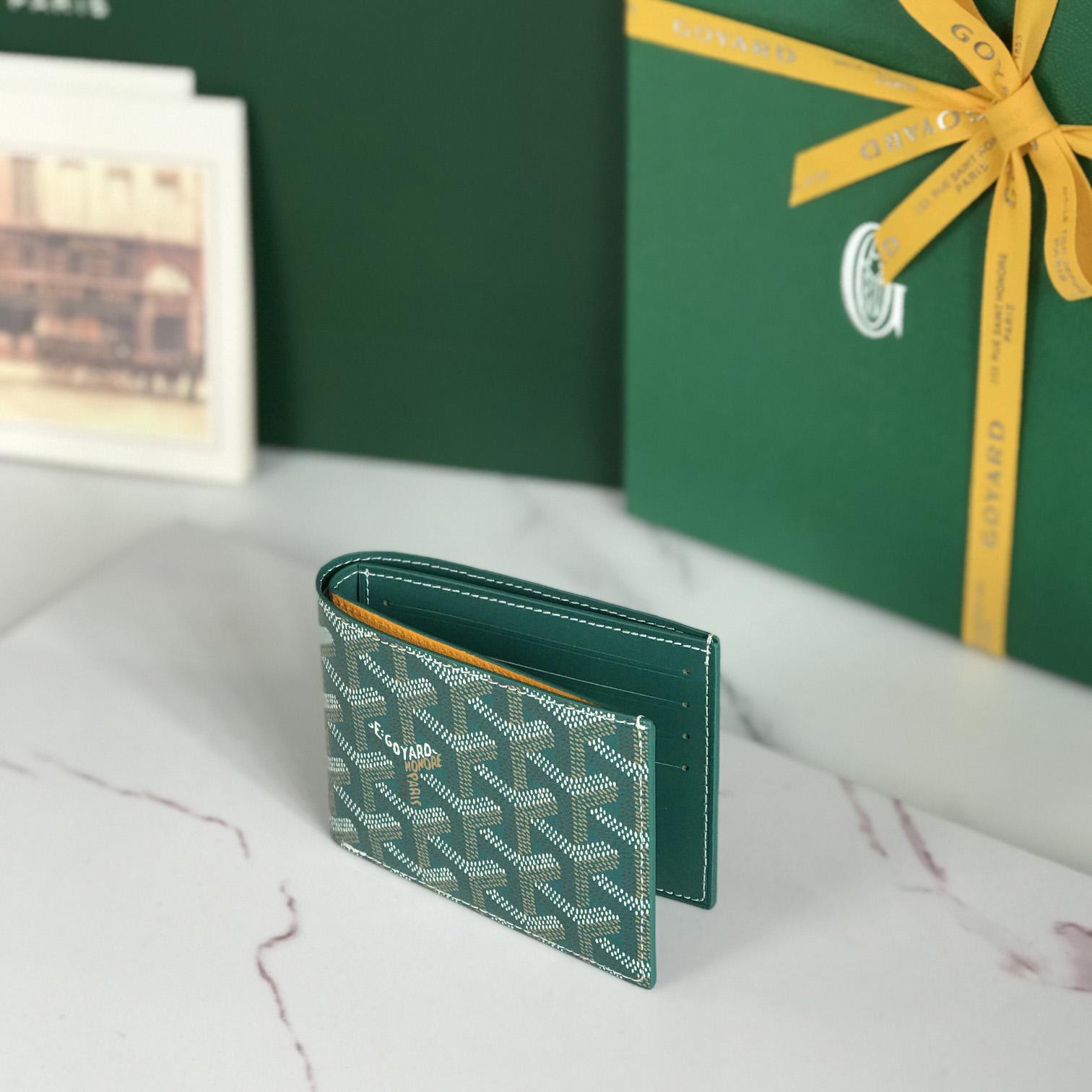 Goyard Short 8 Card Slots Billfold Wallet Green - PerfectKickZ