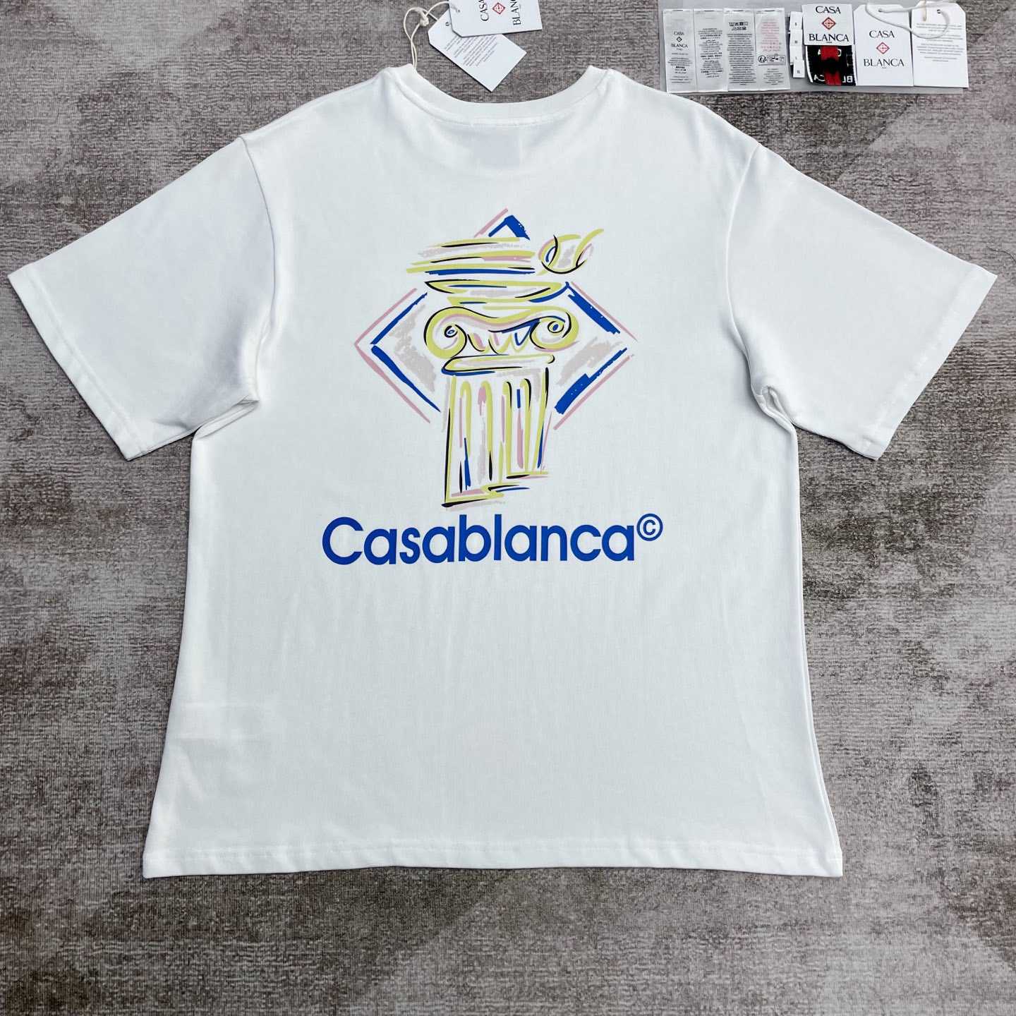 Casablanca White Diamond Column Printed T-Shirt   C952 - PerfectKickZ
