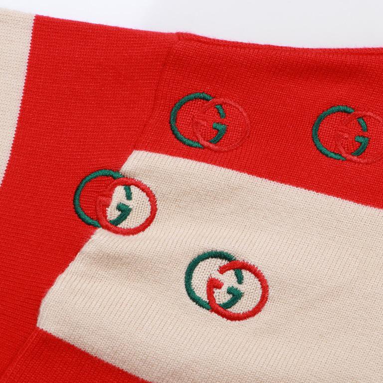 Gucci Logo Embroidered Striped Cotton Half-Placket Sweater - PerfectKickZ