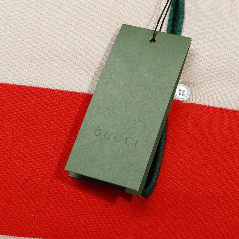 Gucci Logo Embroidered Striped Cotton Half-Placket Sweater - PerfectKickZ
