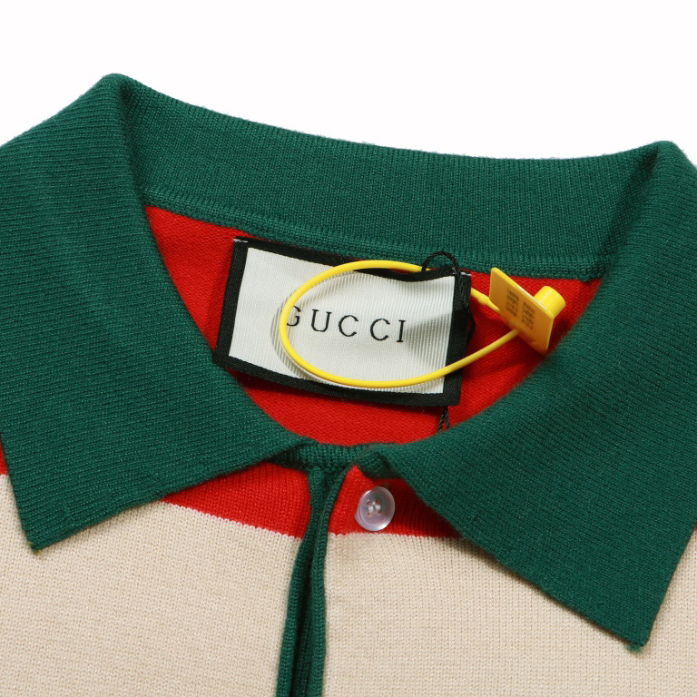 Gucci Logo Embroidered Striped Cotton Half-Placket Sweater - PerfectKickZ